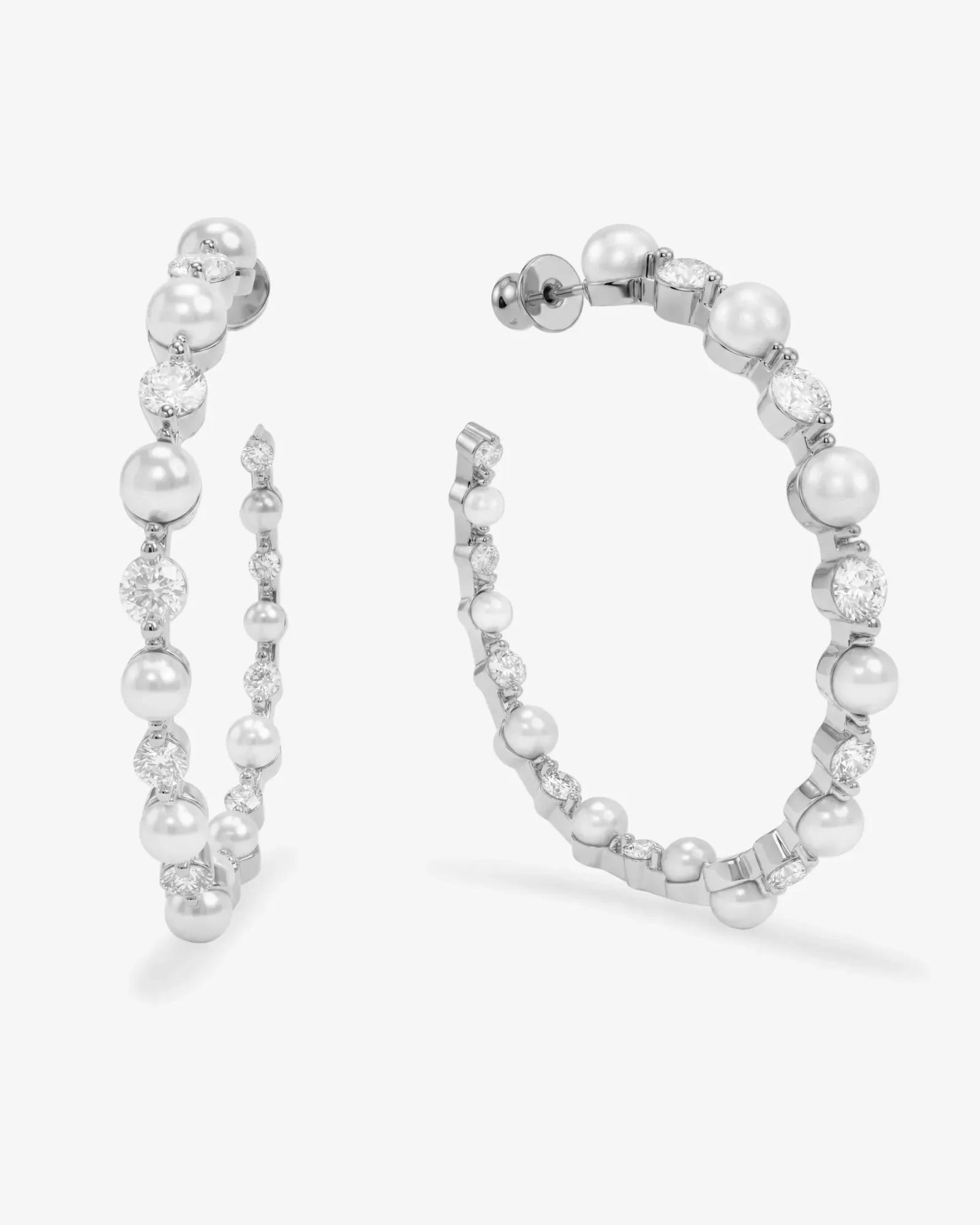 She's an Icon Pearl Hoops 2" – Silver