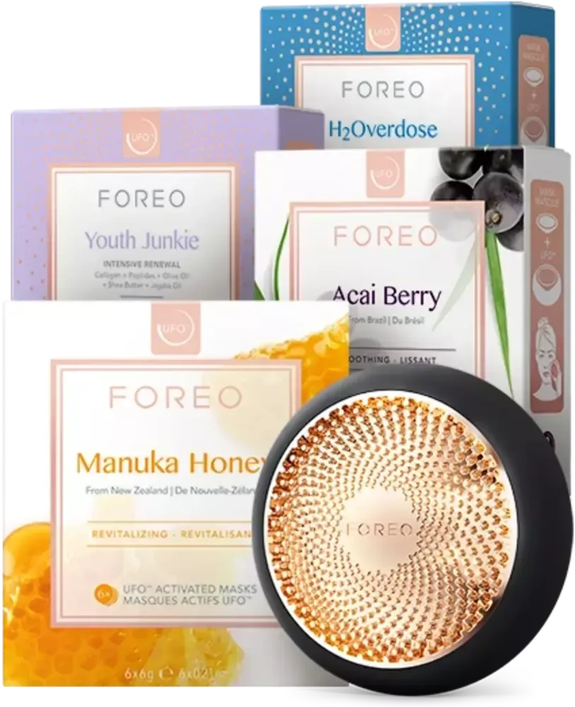 UFO™ 3, UFO™ H2Overdose Masks (x6), UFO™ Youth Junkie Masks (x6), UFO™ Manuka Honey Masks (x6) & UFO™ Acai Berry Masks (x6)