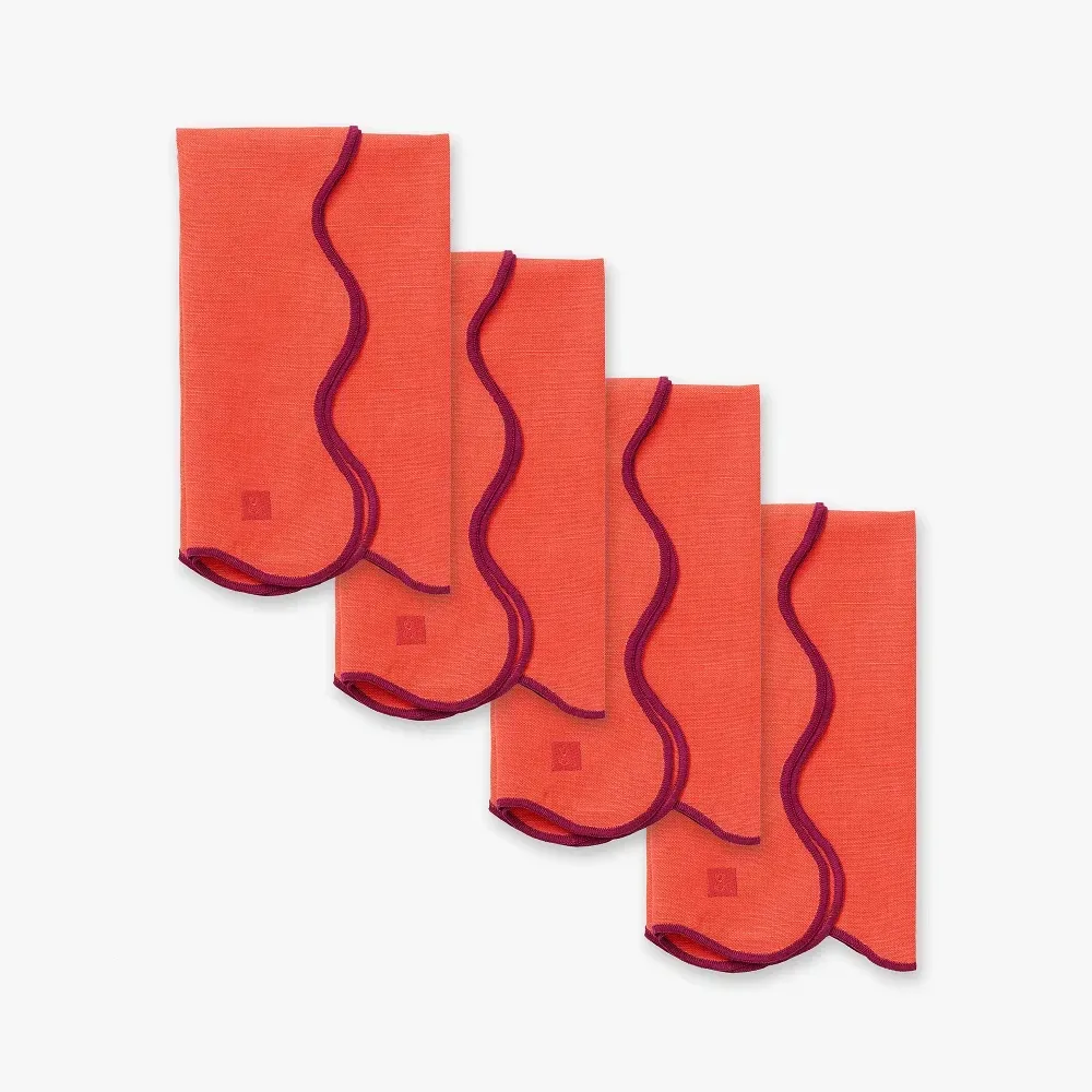 Fire Scalloped Napkin Set