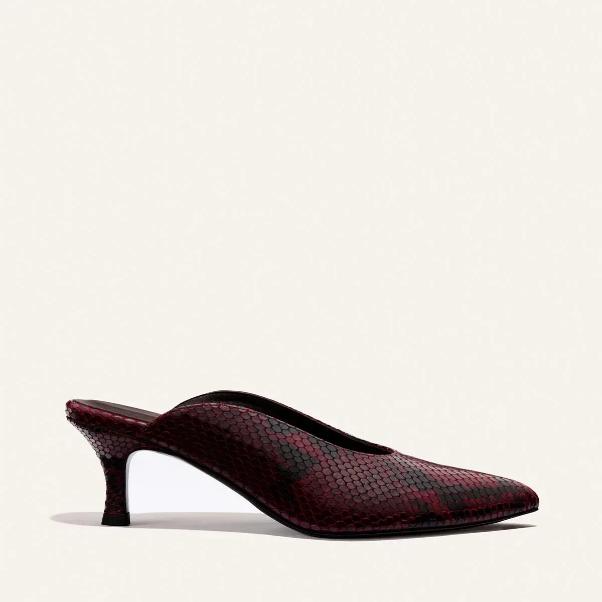 Alison Roman x Margaux: The Parlor Mule – Burgundy Python Embossed