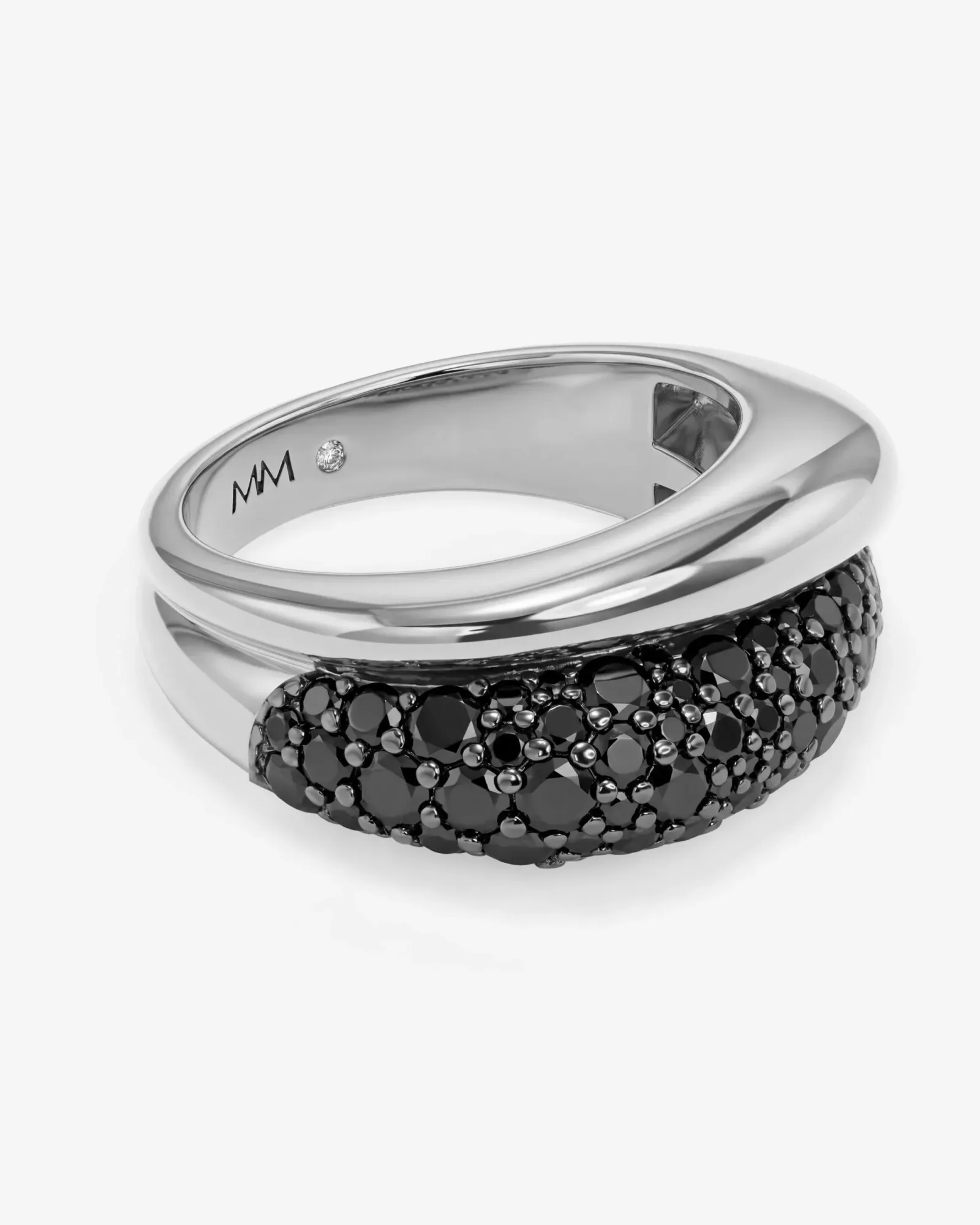 Norah Pavé Double Ring – Silver|Black Diamondettes