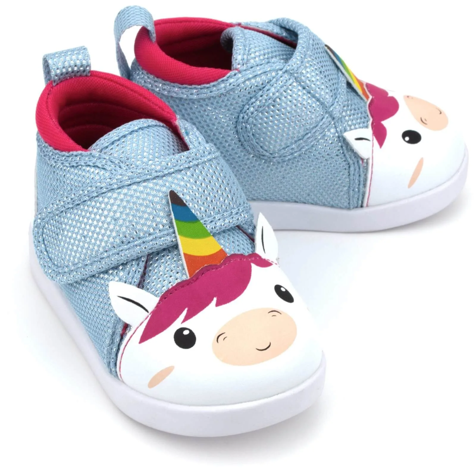 Unicorn Squeaky Toddler Shoes for Girls and Boys V2 – White/Sparkly Blue