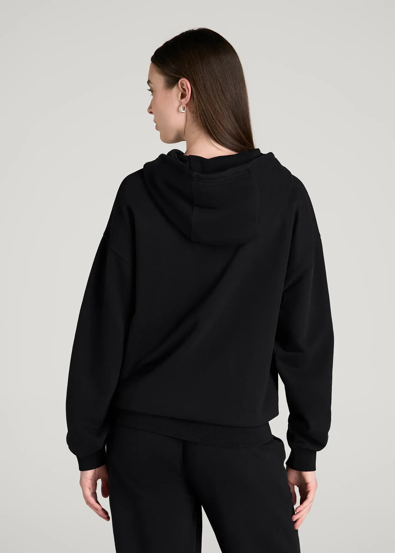 Everyday French Terry Hoodie for Tall Women in Black