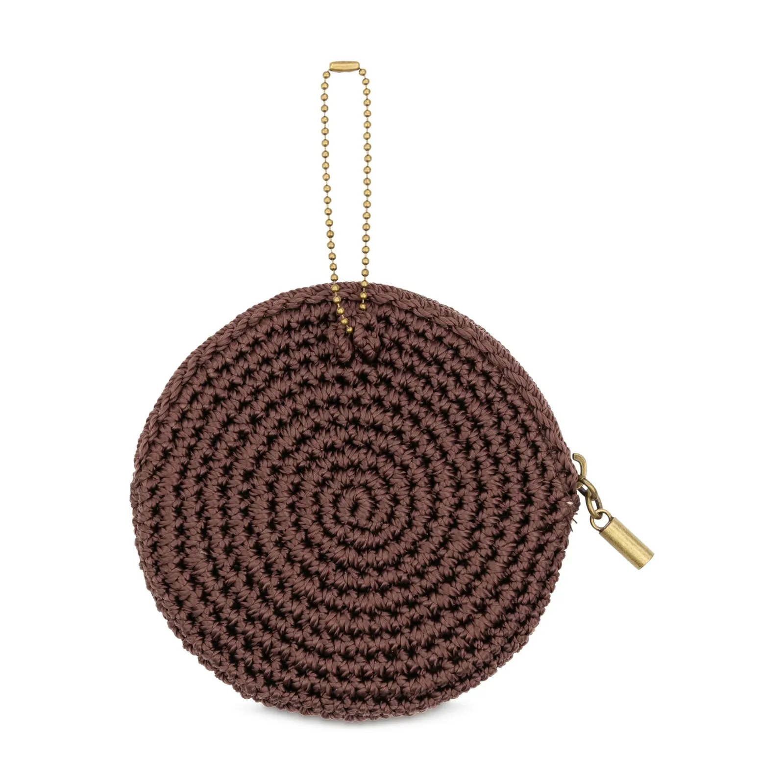 Circle Coin Pouch – Hand Crochet – Brown Mahogany Flower