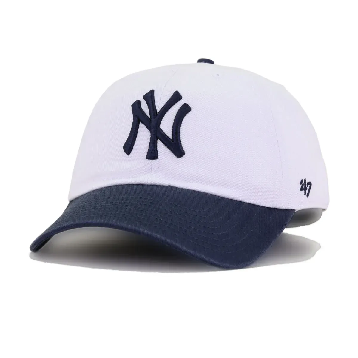 New York Yankees White Navy 47 Brand Clean Up Dad Hat