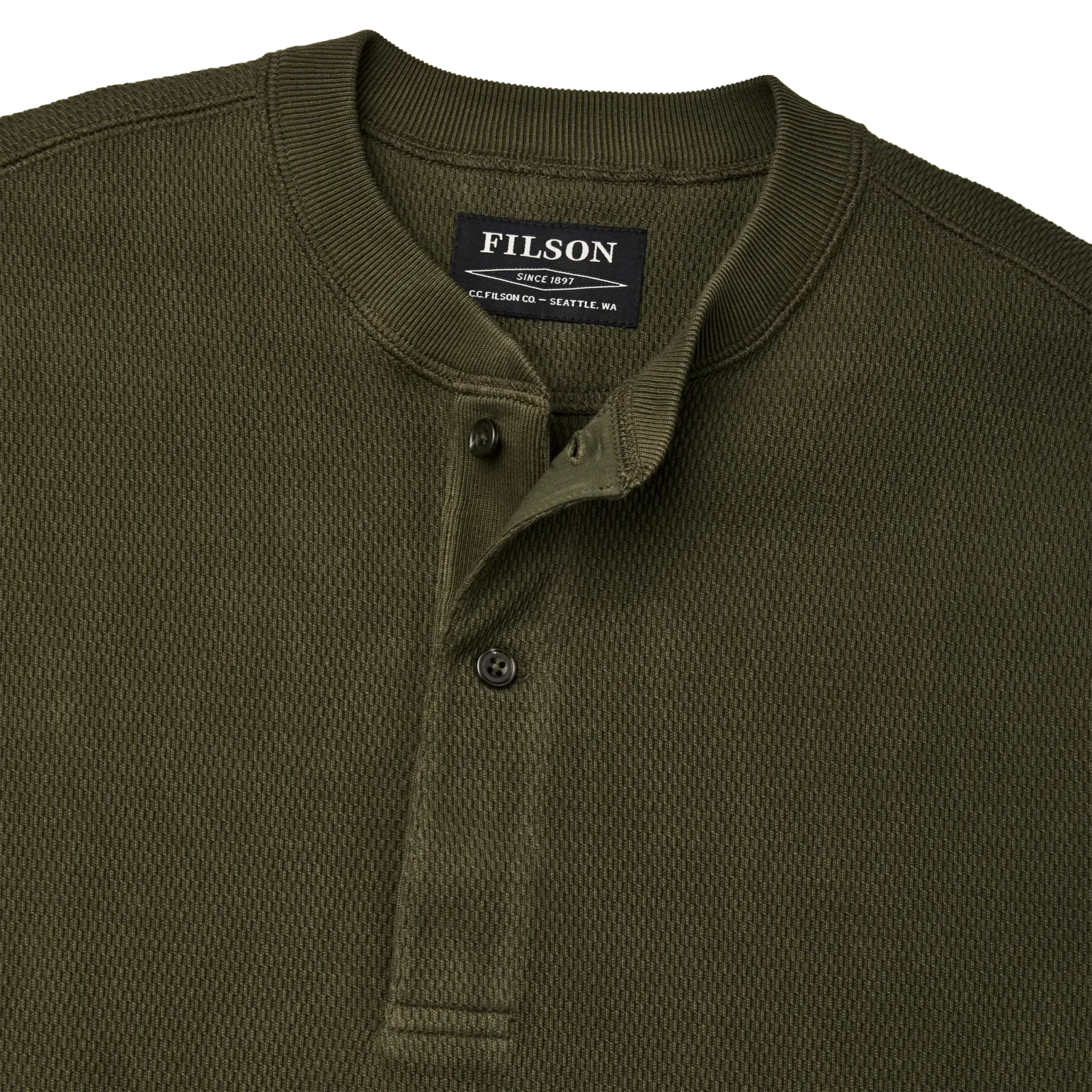 Waffle Knit Henley – Mossy Rock
