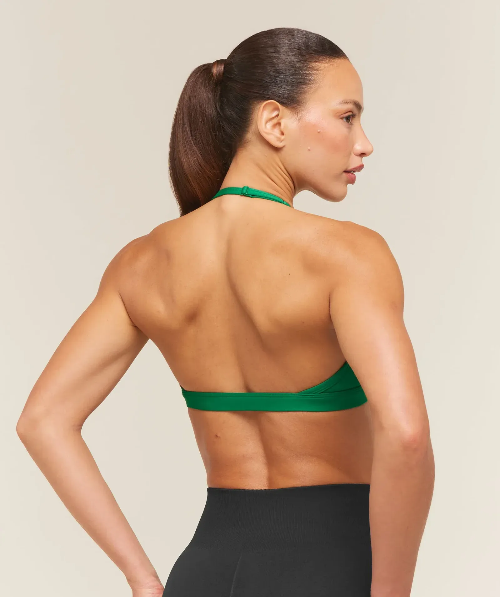 Gymshark Light Support Minimal Halterneck Bra – Track Green