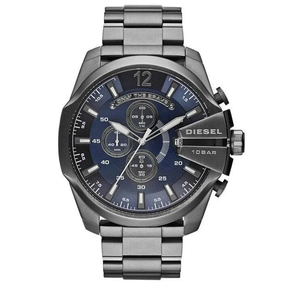 Diesel DZ4329 Mega Chief Chronograph Blue Dial Gunmetal Ion-plated Men's Watch