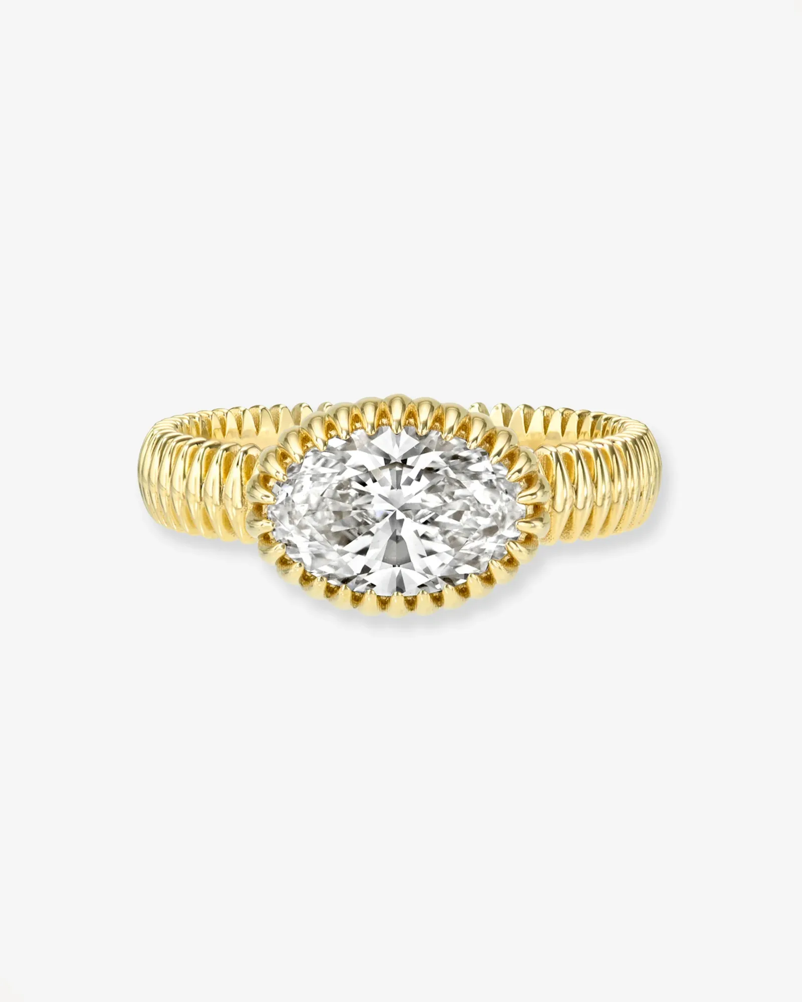 Lab Diamond Large Oval Fluted Ring