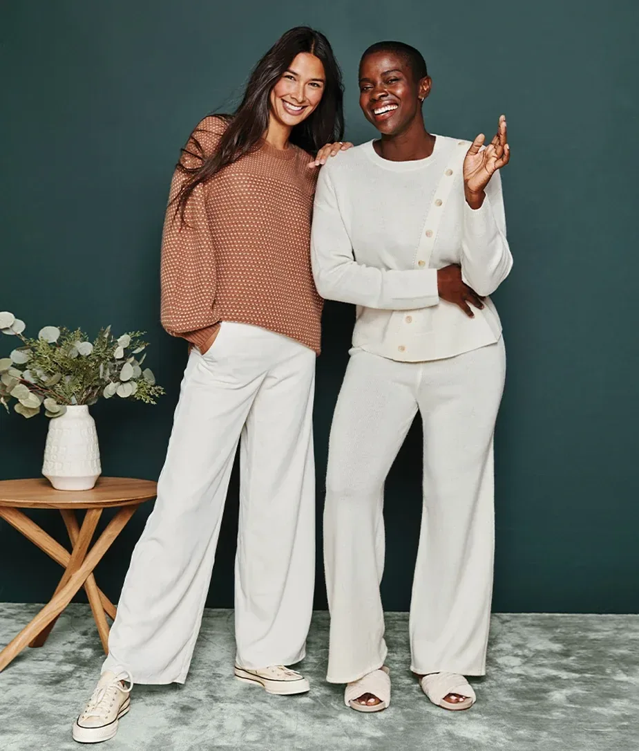 The Luxe Cashmere Blend Sweater Pant – White Sand