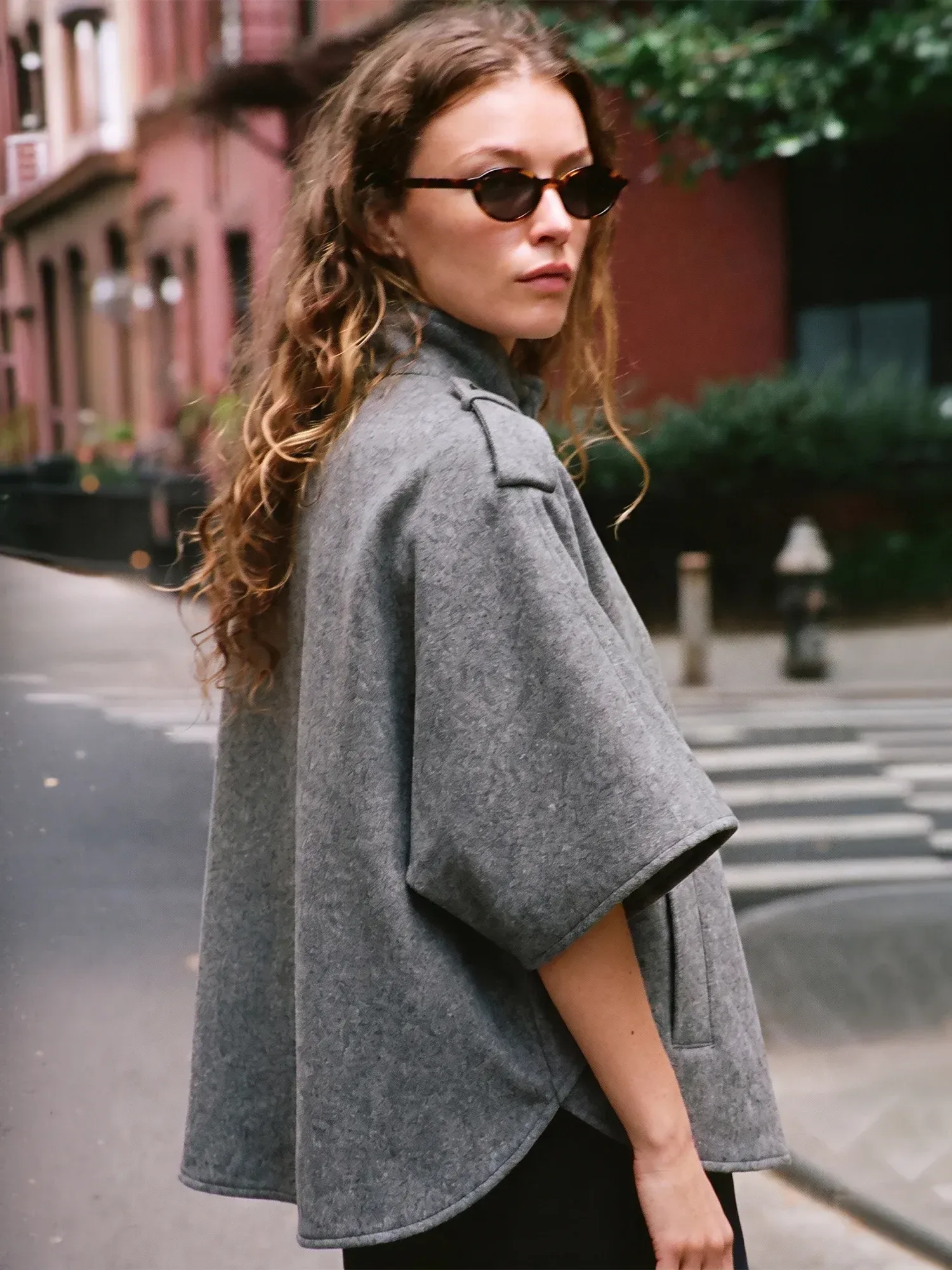 Funnel Neck Cape Coat