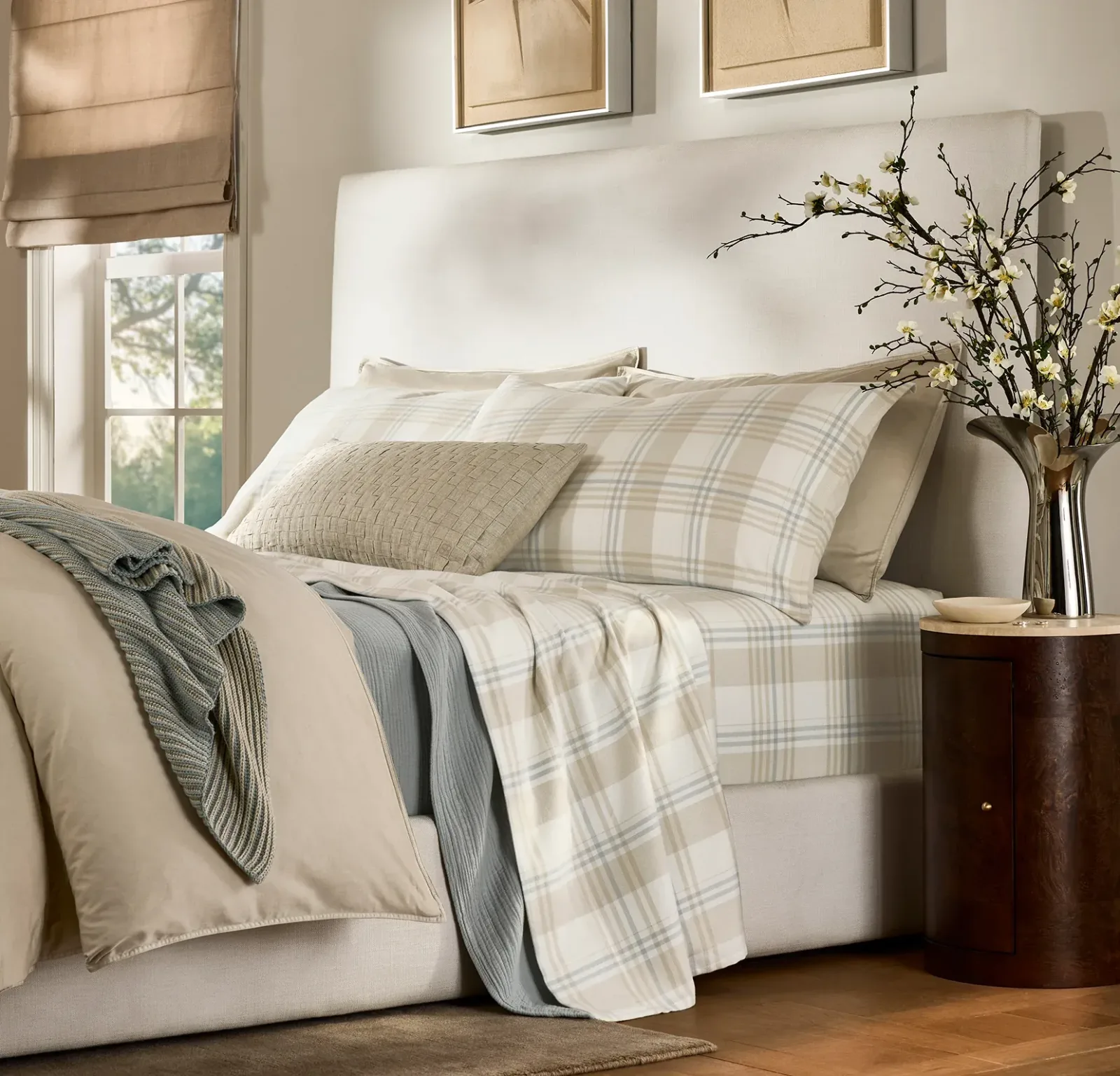 Flannel Pillowcase Set – Cream/Sand/Shore Tartan