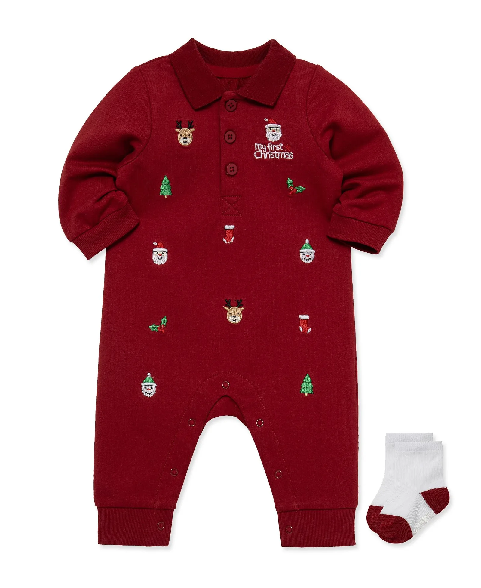 Festive Coverall & Sock Set (3M-12M)