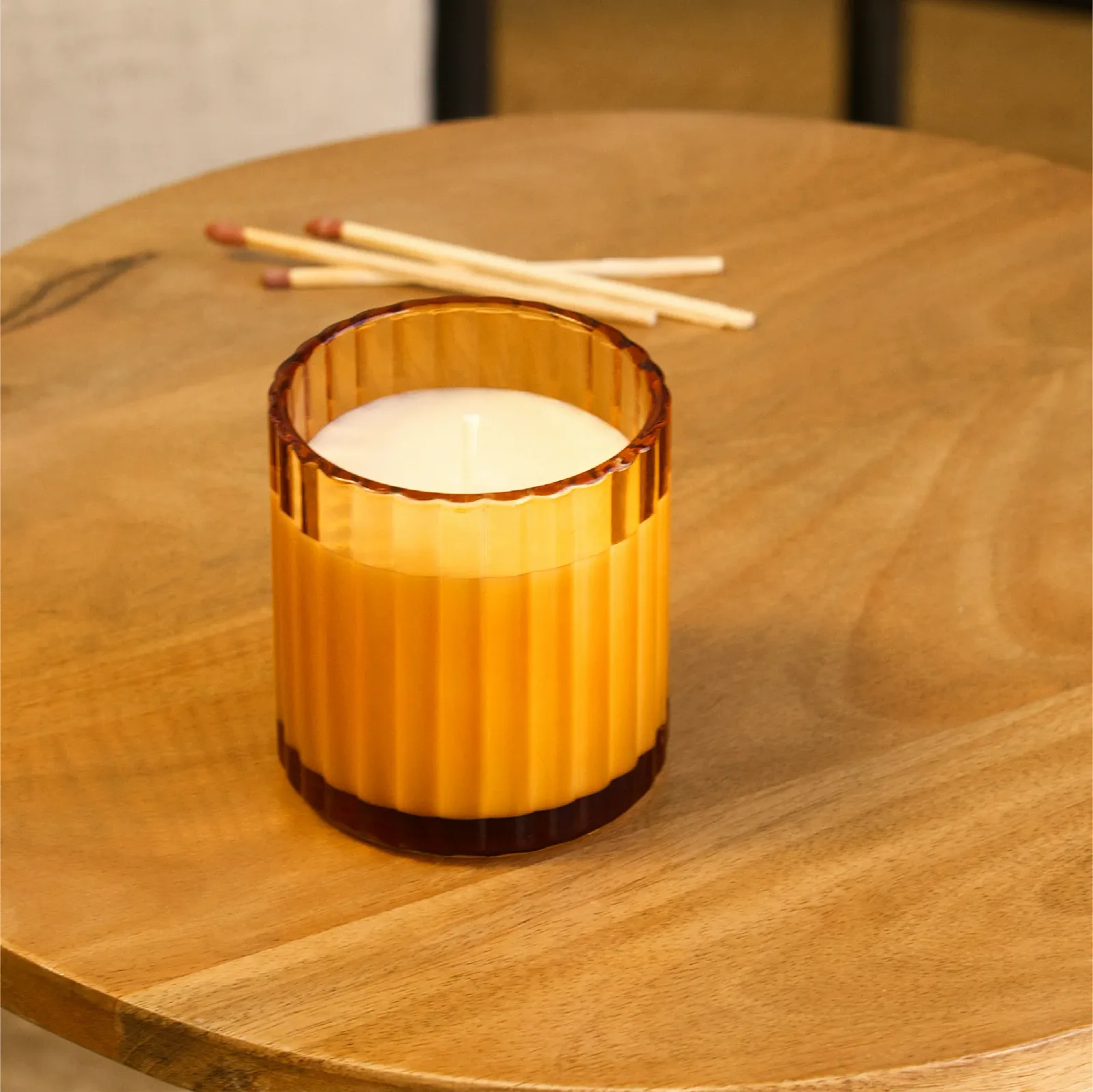 Pumpkin Amber Candle, Mini Fluted Glass 5 oz