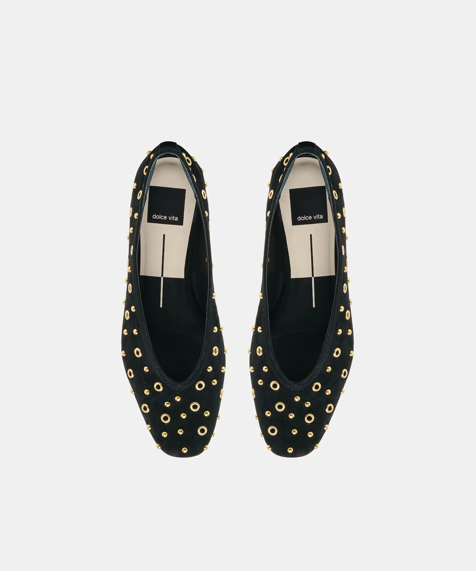Caret Stud Ballet Flats Onyx Suede