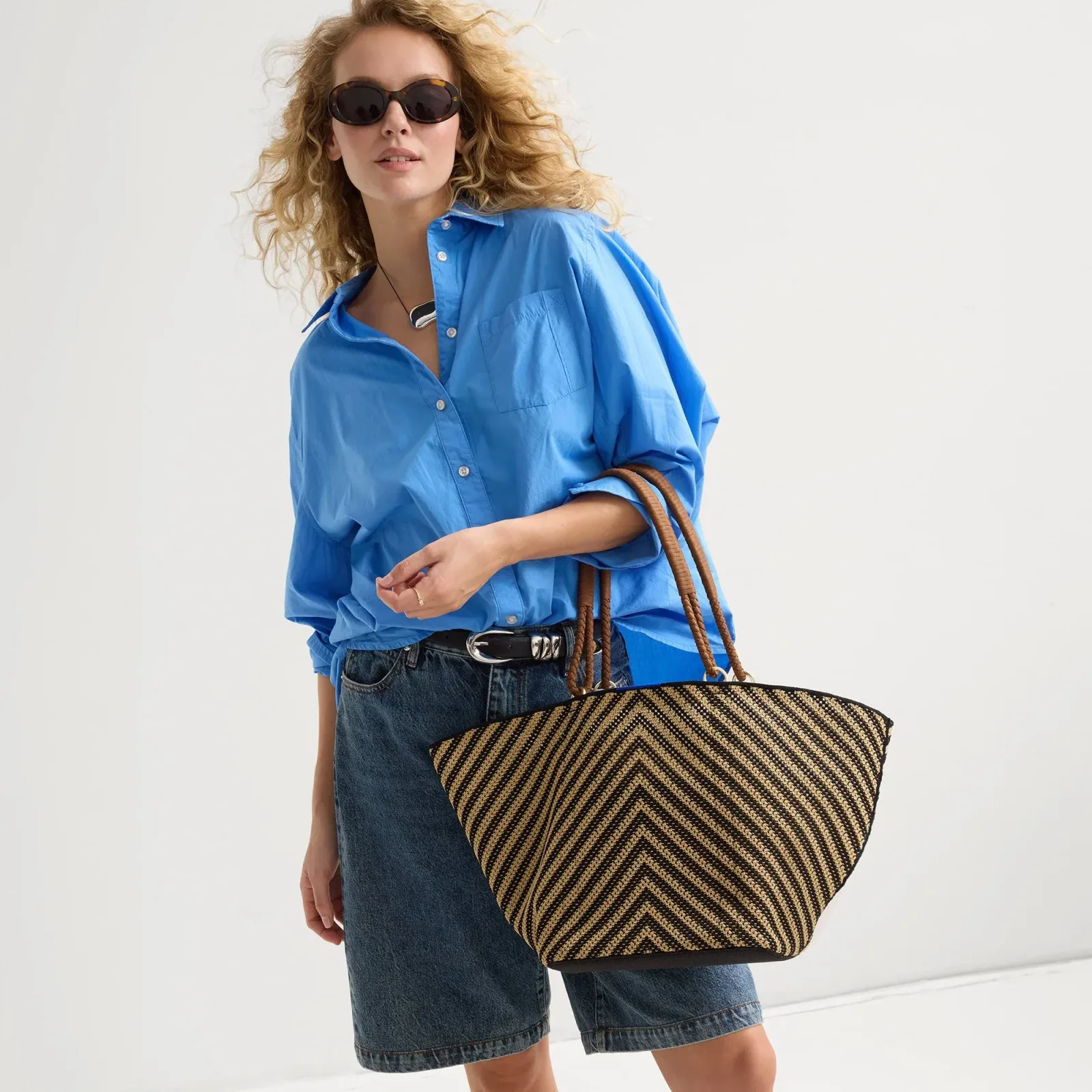 The Summer Tote – Toffee Chevron