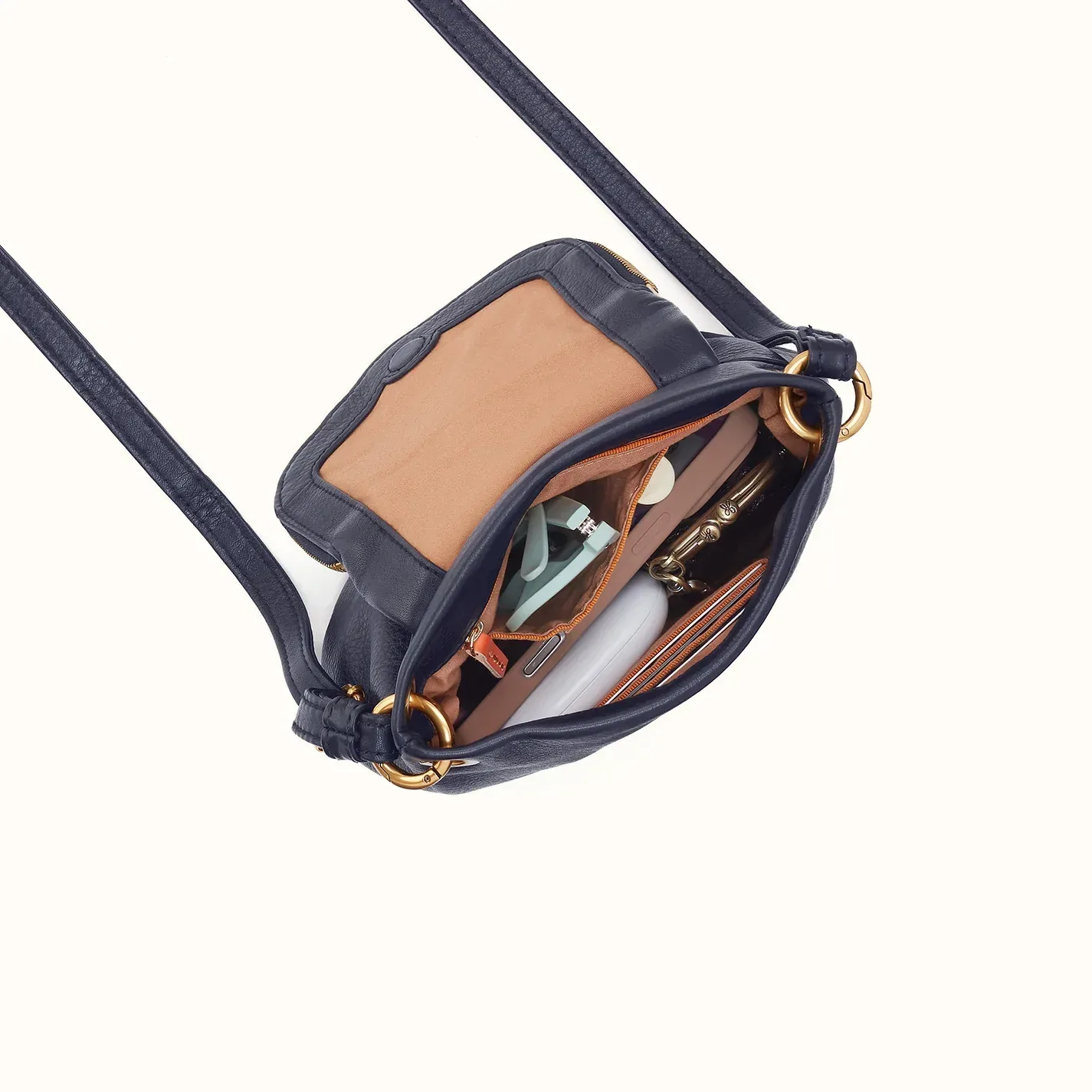 Fern Zip-Flap Crossbody In Pebbled Leather – Ink Navy