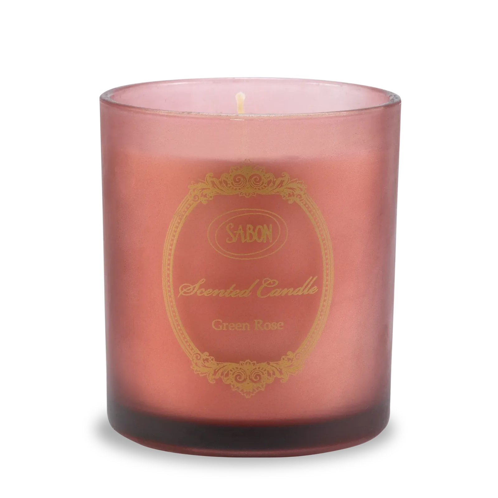 Glass Candle Green Rose