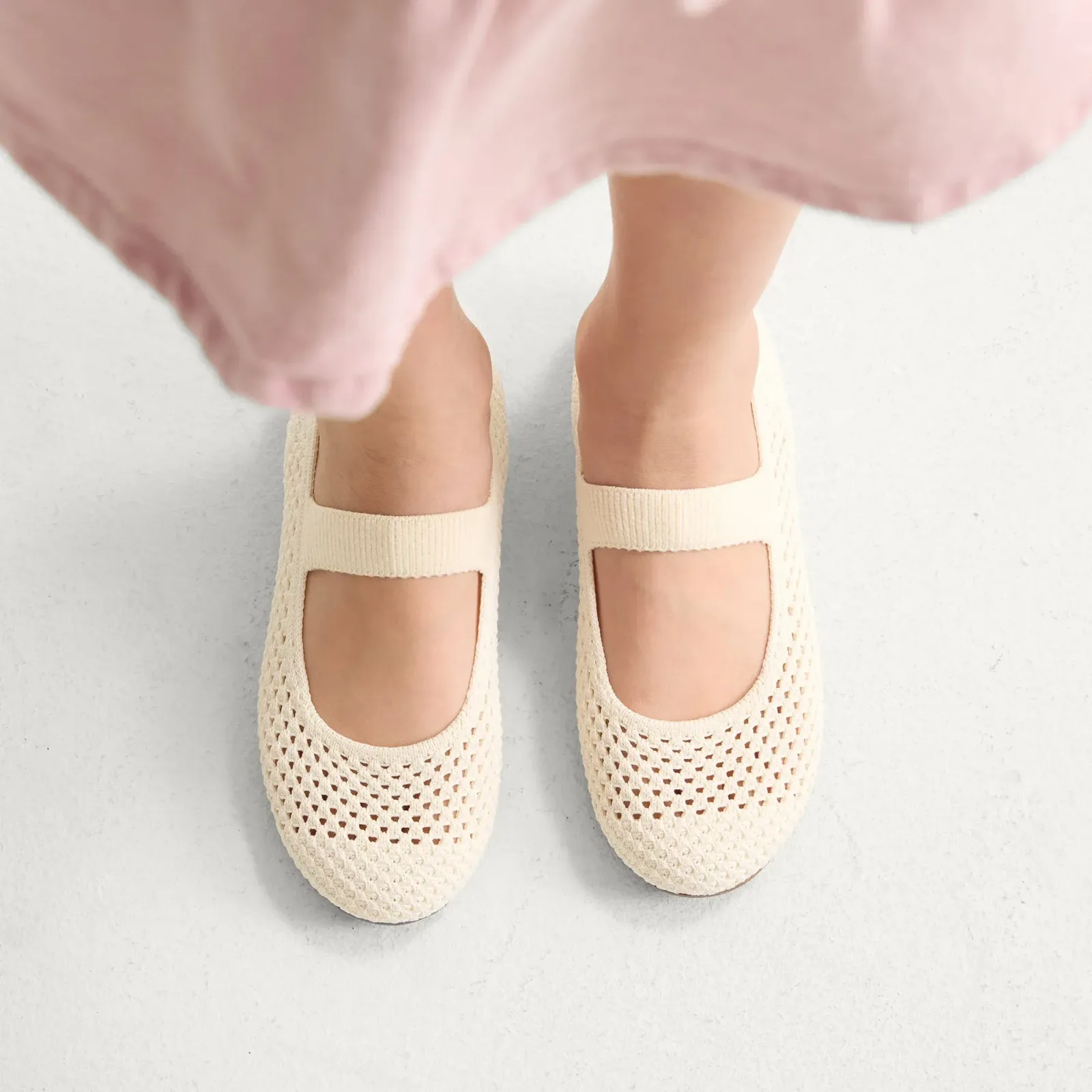 The Kids Mary Jane – White Open-Knit
