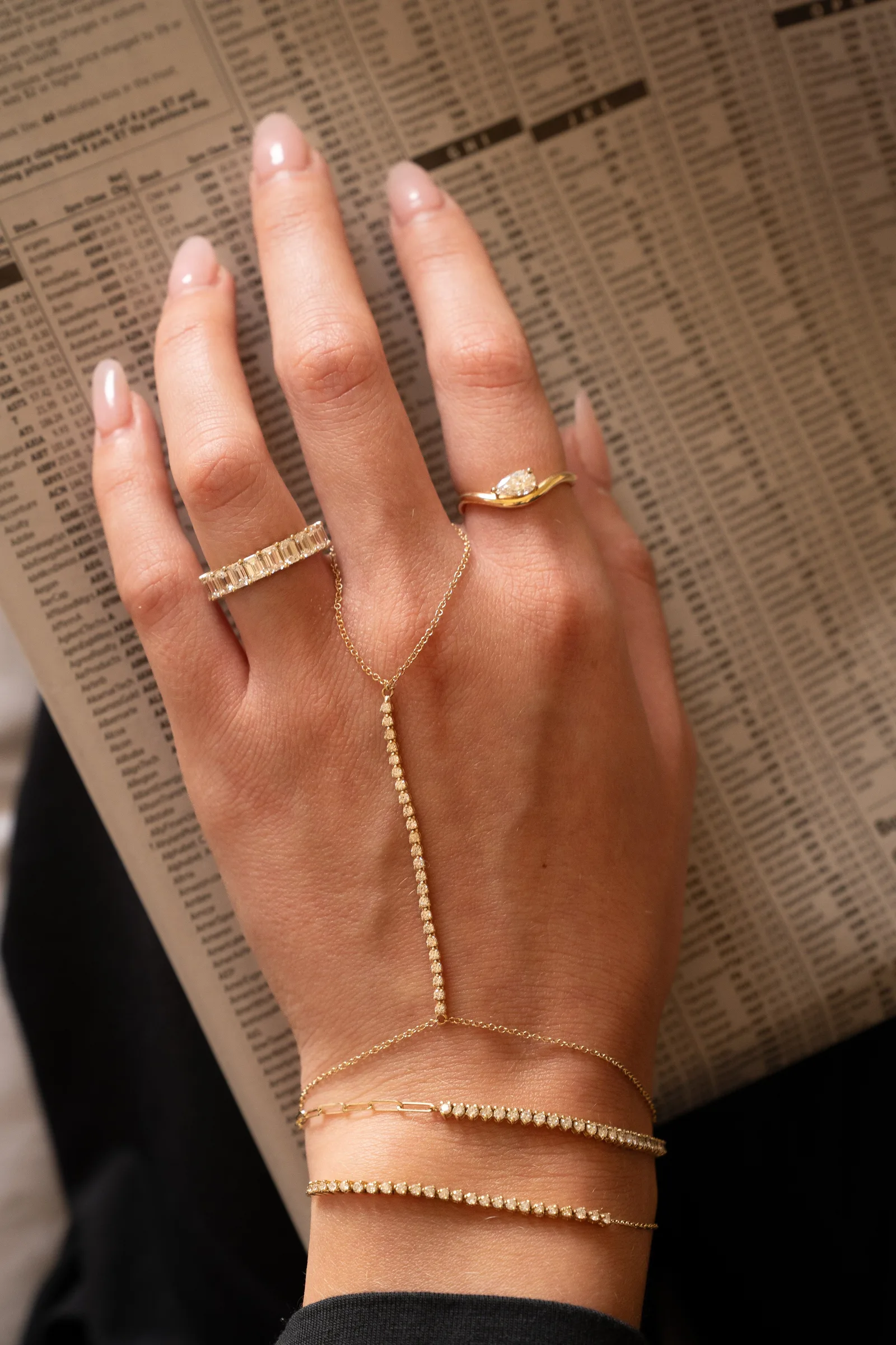 Lab Diamond Row Tennis Hand Chain