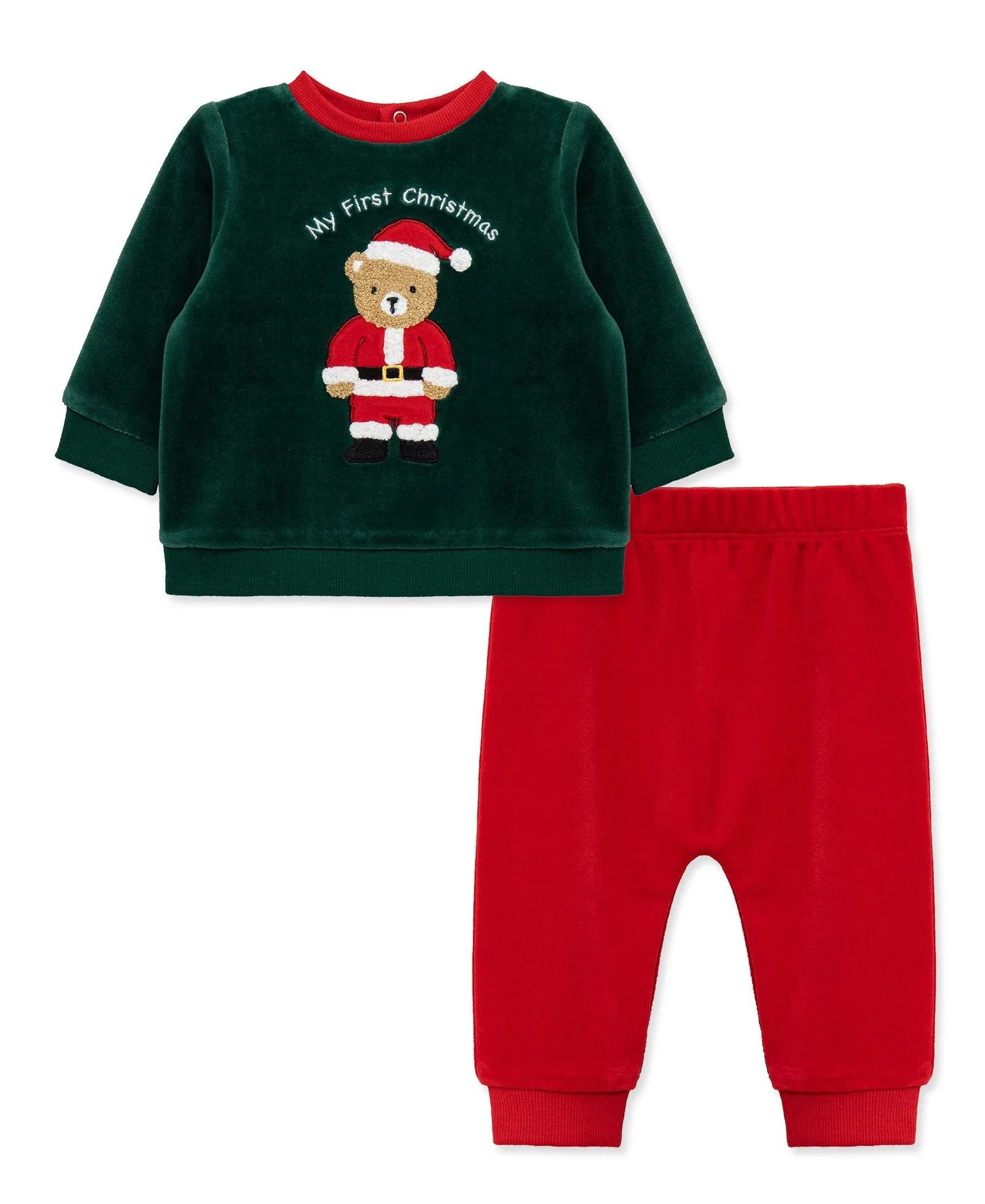 Santa Bear Velour Pant Set (3M-12M)
