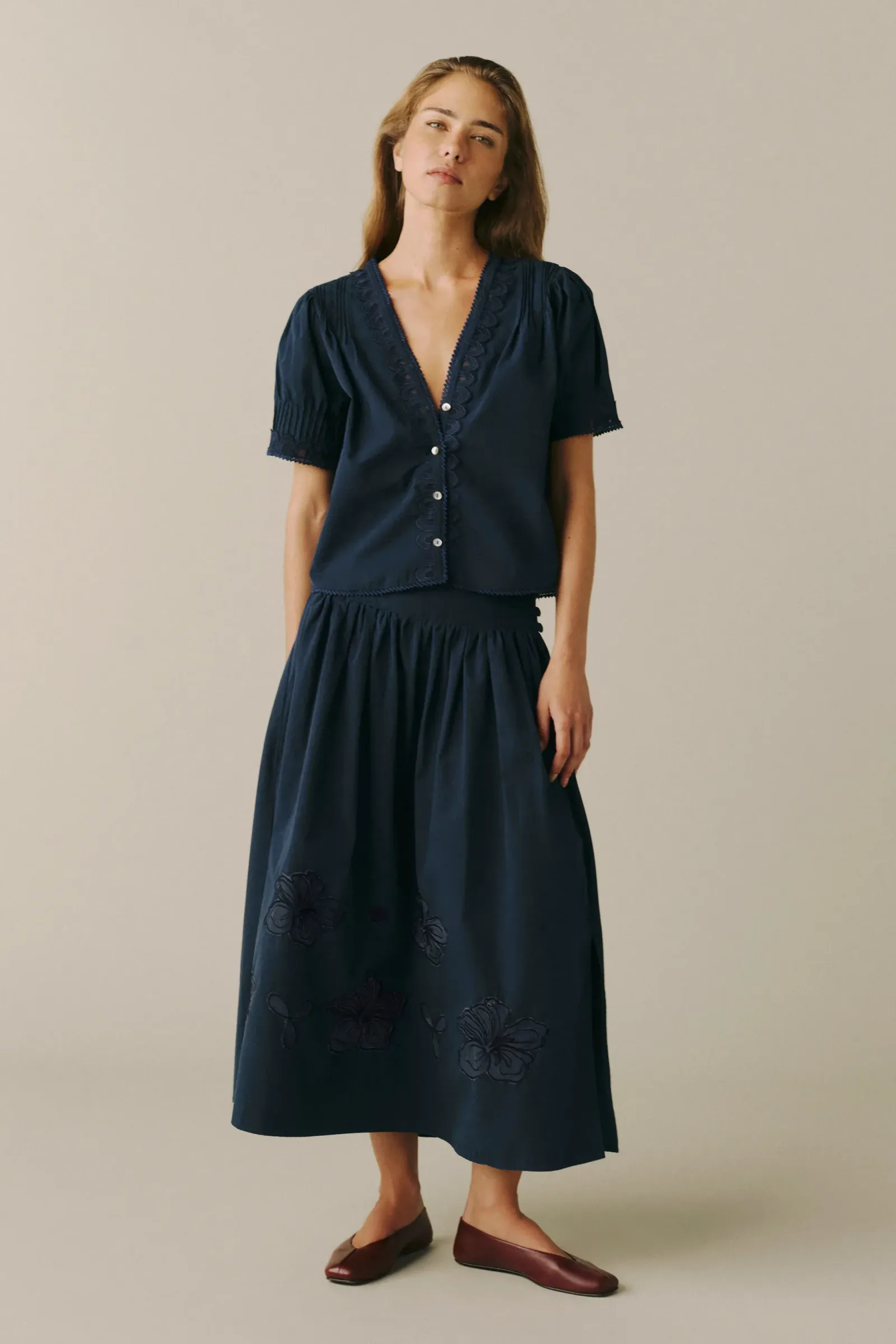 The Lonestar – Midi Skirt – Navy