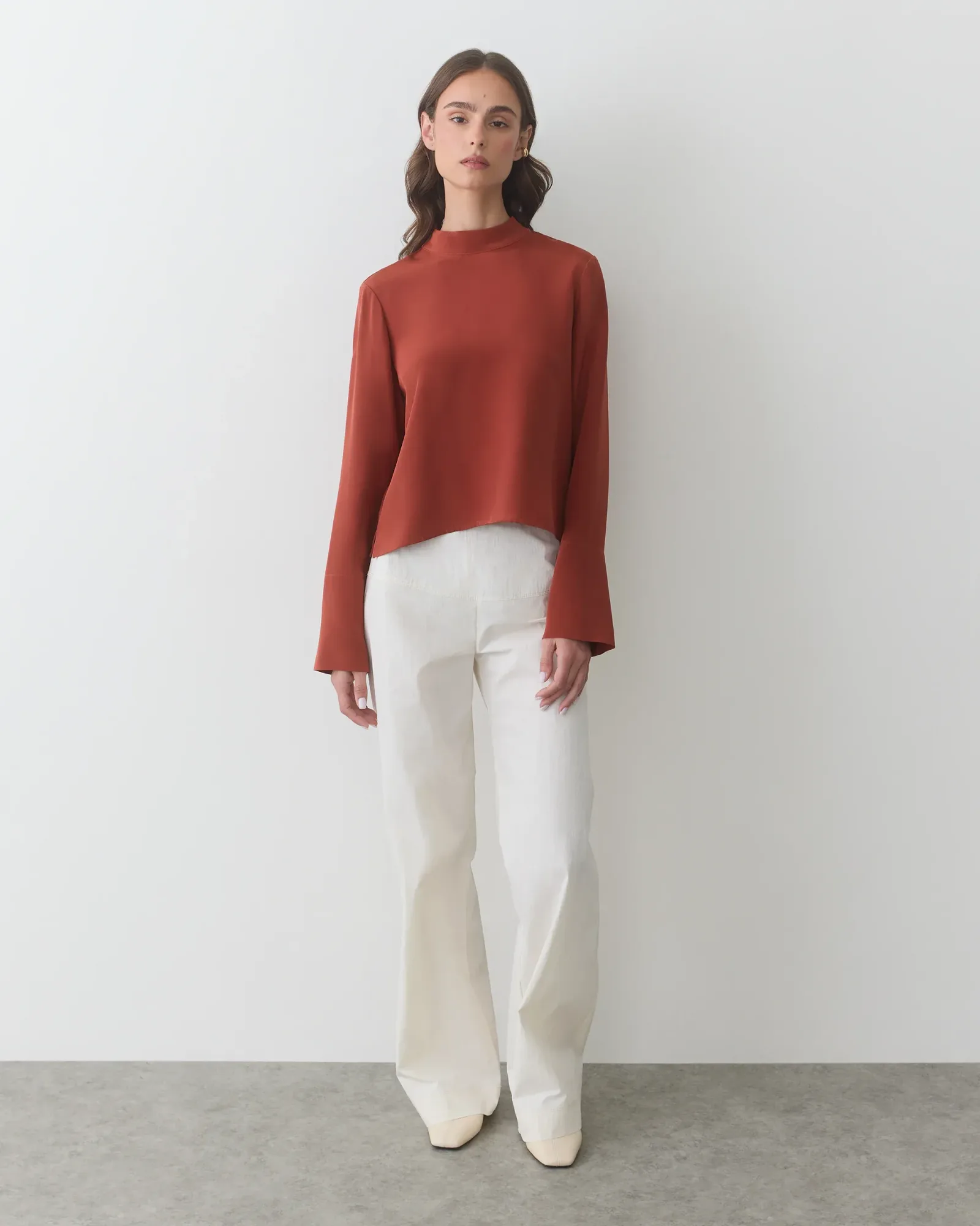 Silk Mock Neck Top