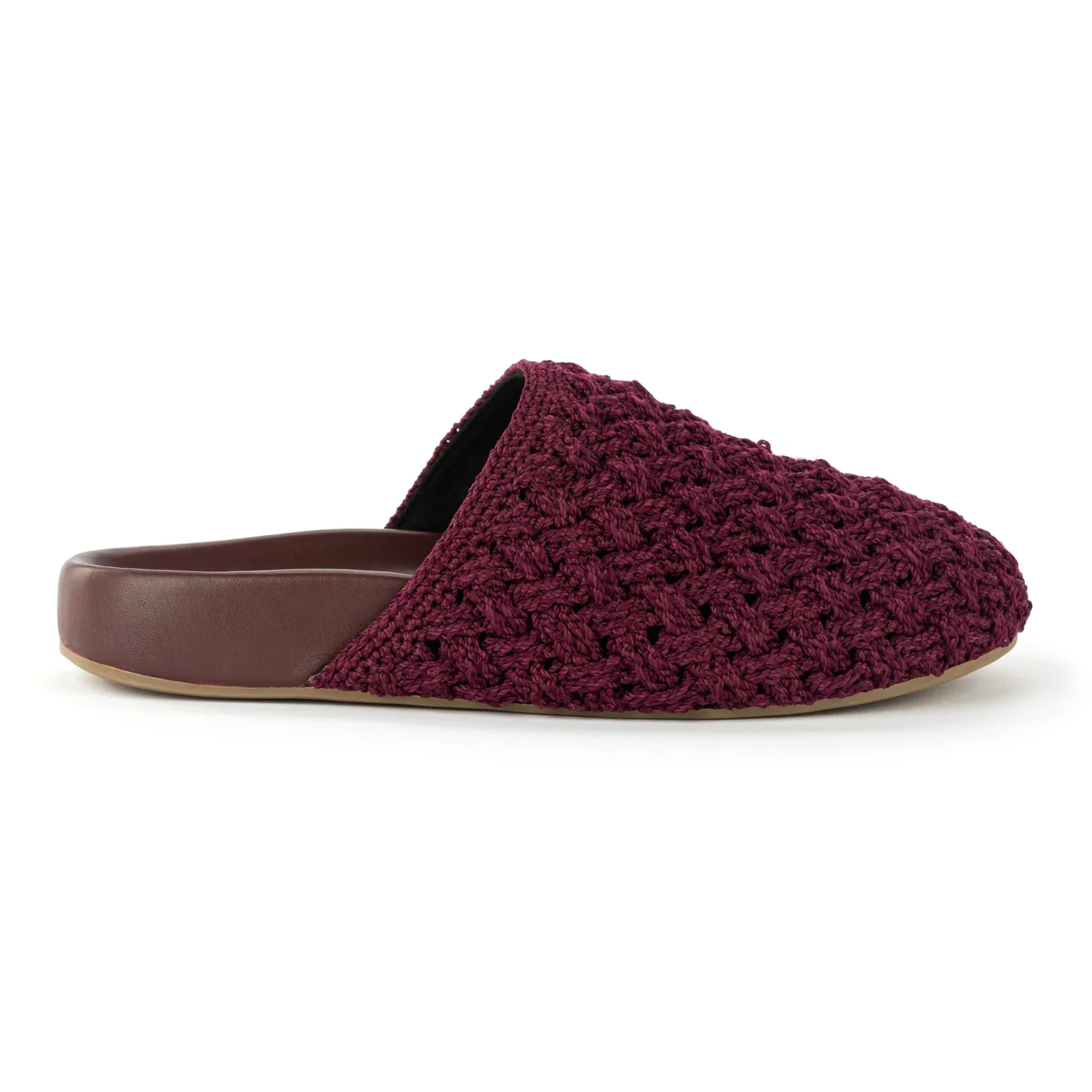 Bolinas Clog – Hand Crochet – Black Cherry Cozy Weave
