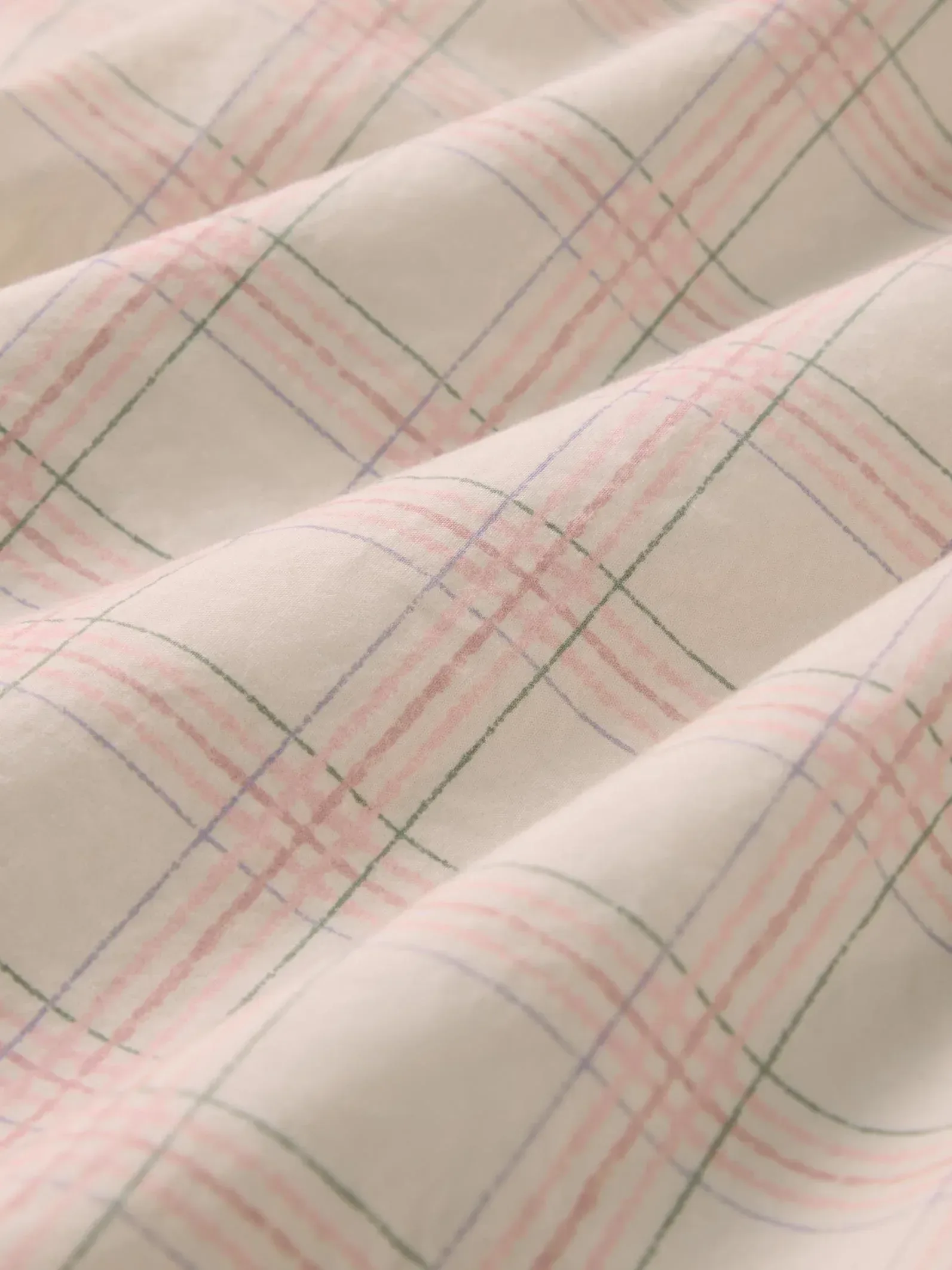 Mindful Cream Hedgerow Check Cotton Fitted Sheet