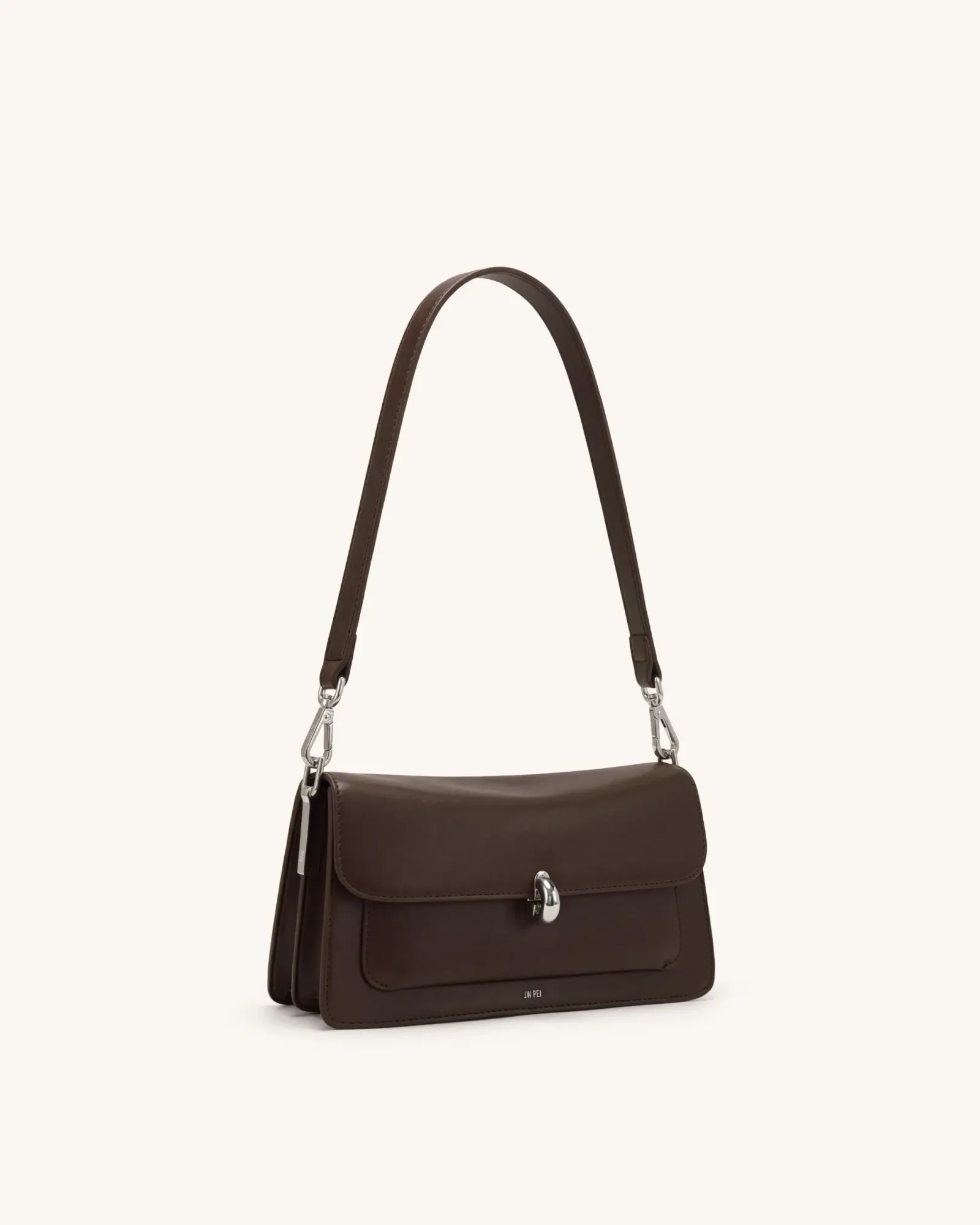 Amelie Front-Pocket Flap Shoulder Bag – Chocolate Brown
