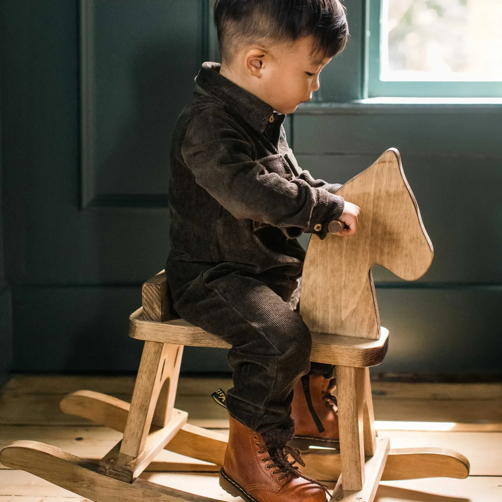 Knit Corduroy Organic Baby Boy Jumpsuit – Shadow