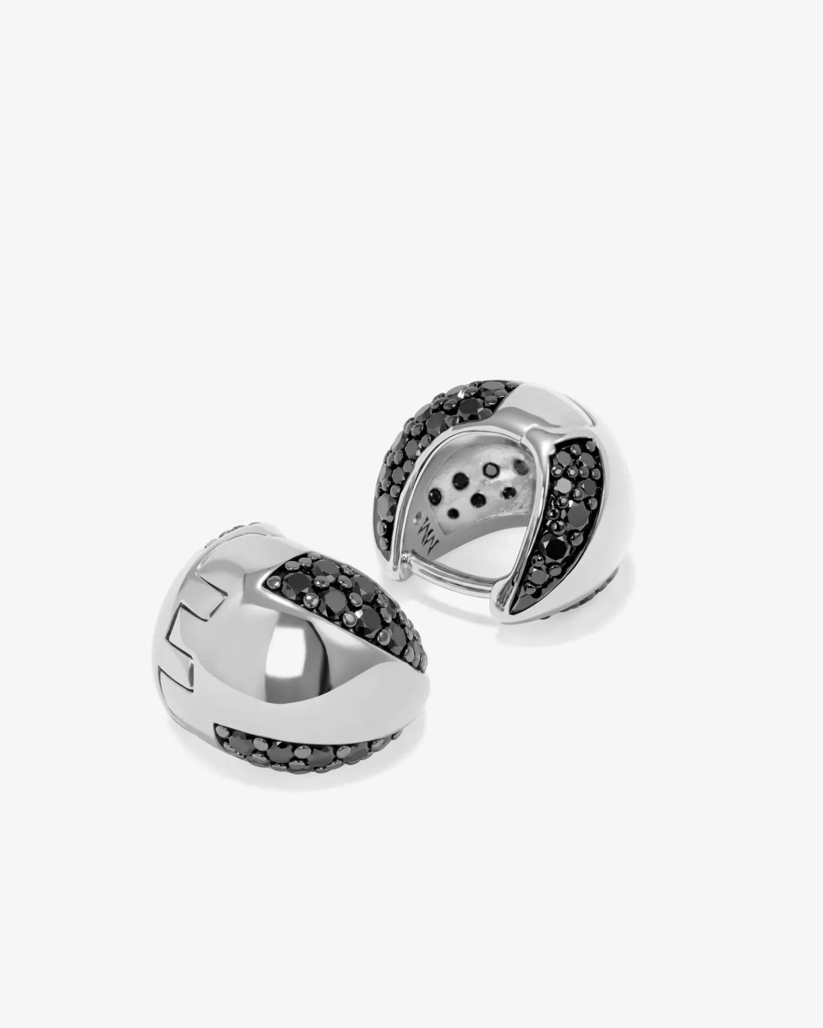 Lil Norah Split Pavé Earrings – Silver|Black Diamondettes