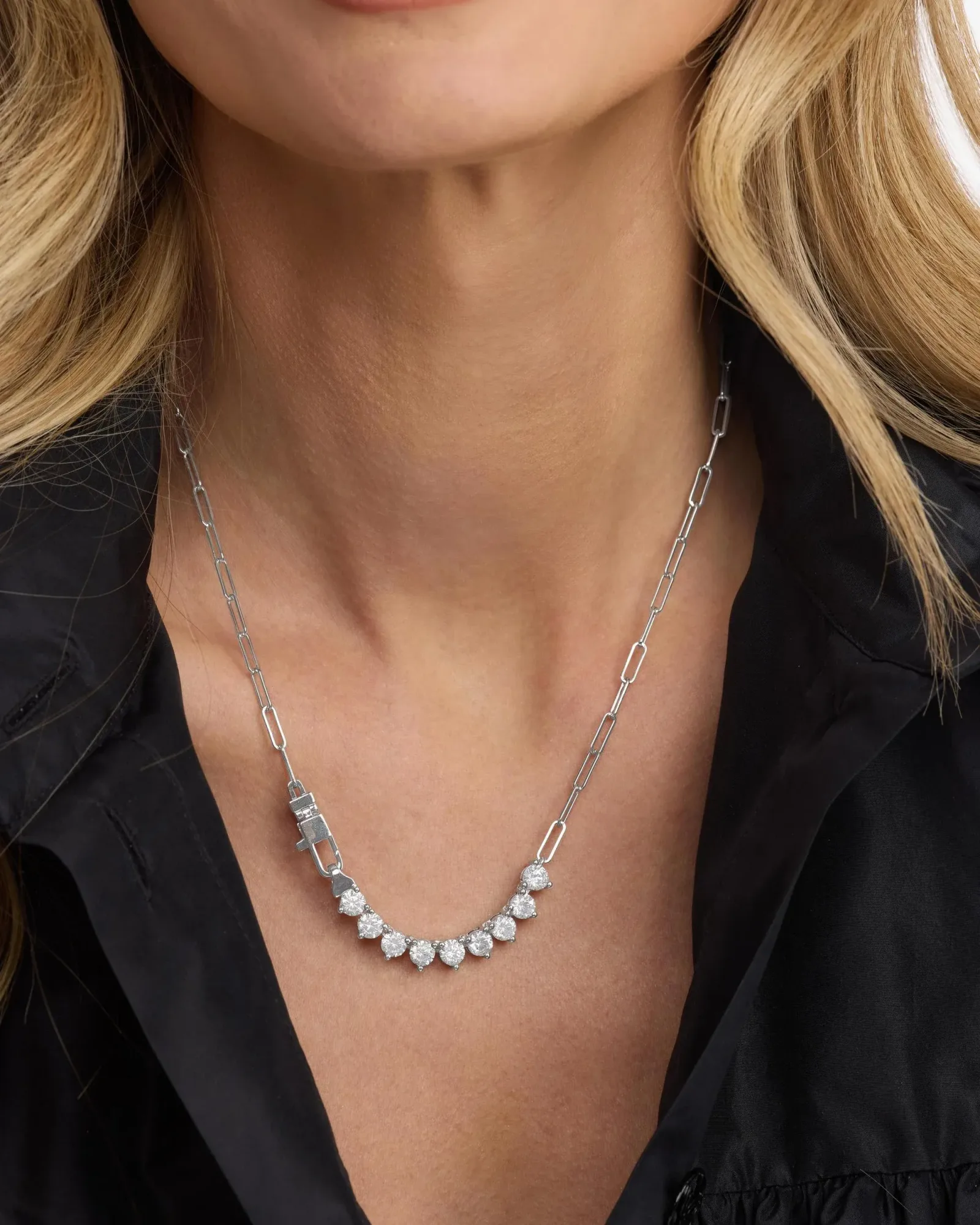 Not Your Basic Samantha Necklace 5mm – Silver|White Diamondettes