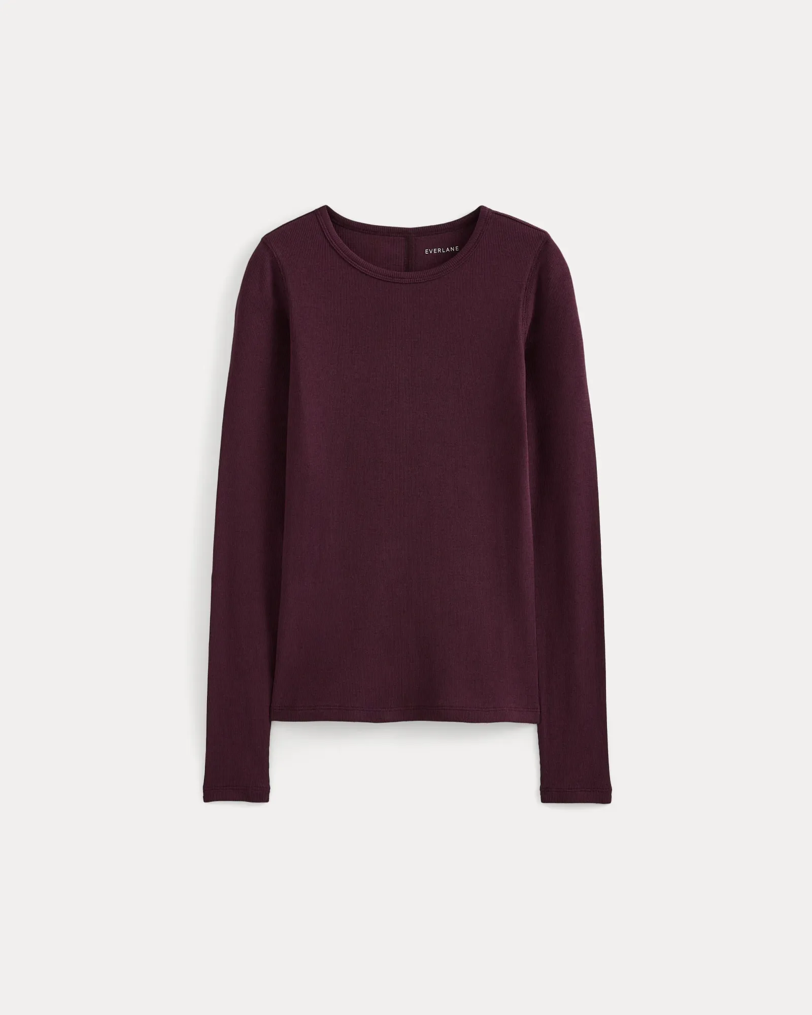 The Luxe Rib Long-Sleeve Crew – Deep Plum