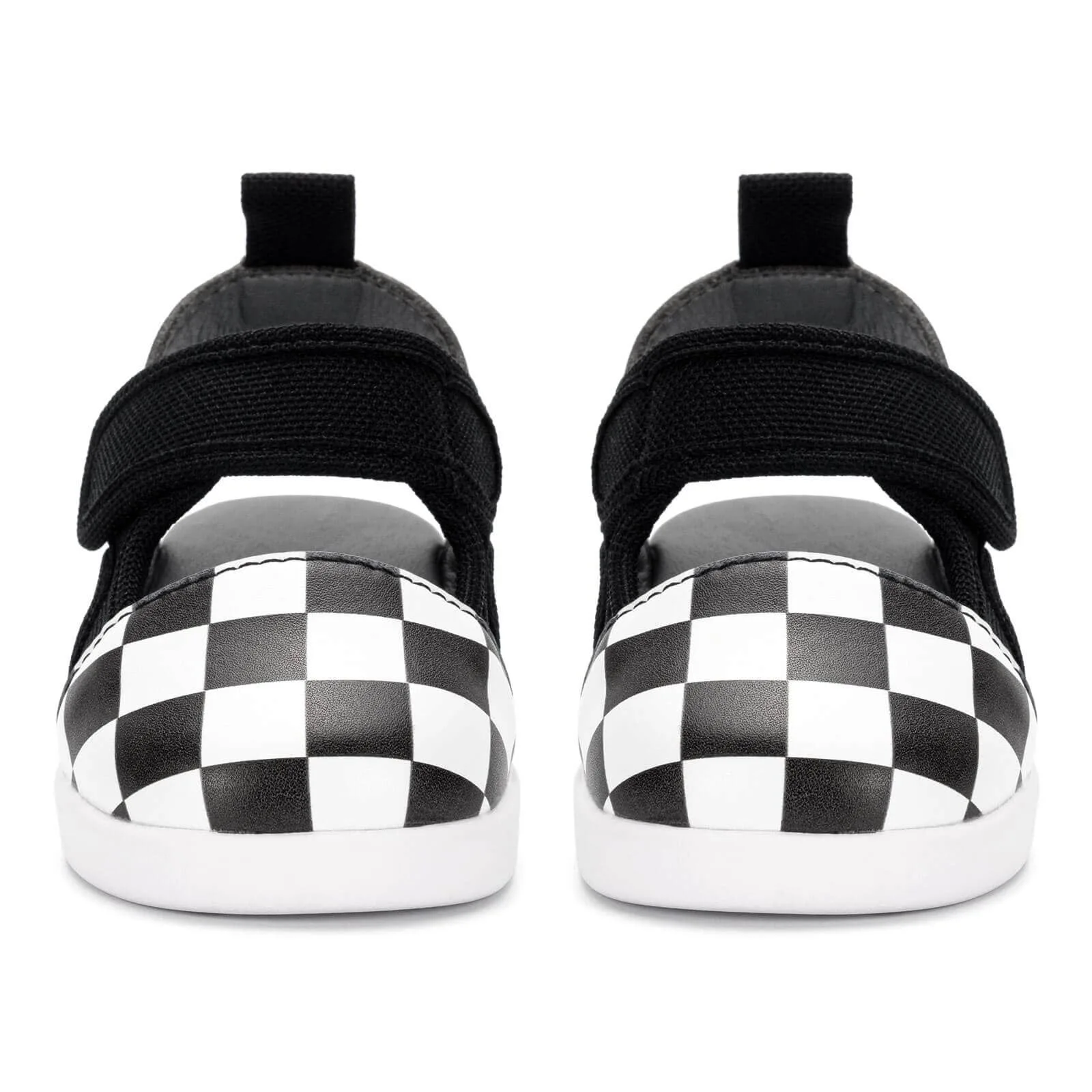 Checkered Squeakerless Toddler Sandals for Boys and Girls – Black/White