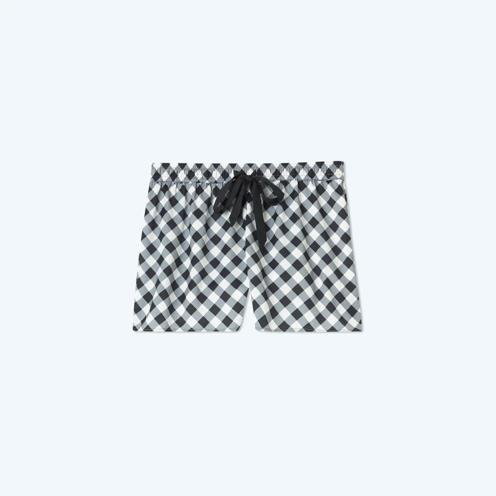 The Cloud 9 Silky Pajama Shorts Set – Gingham in Sea Urchin