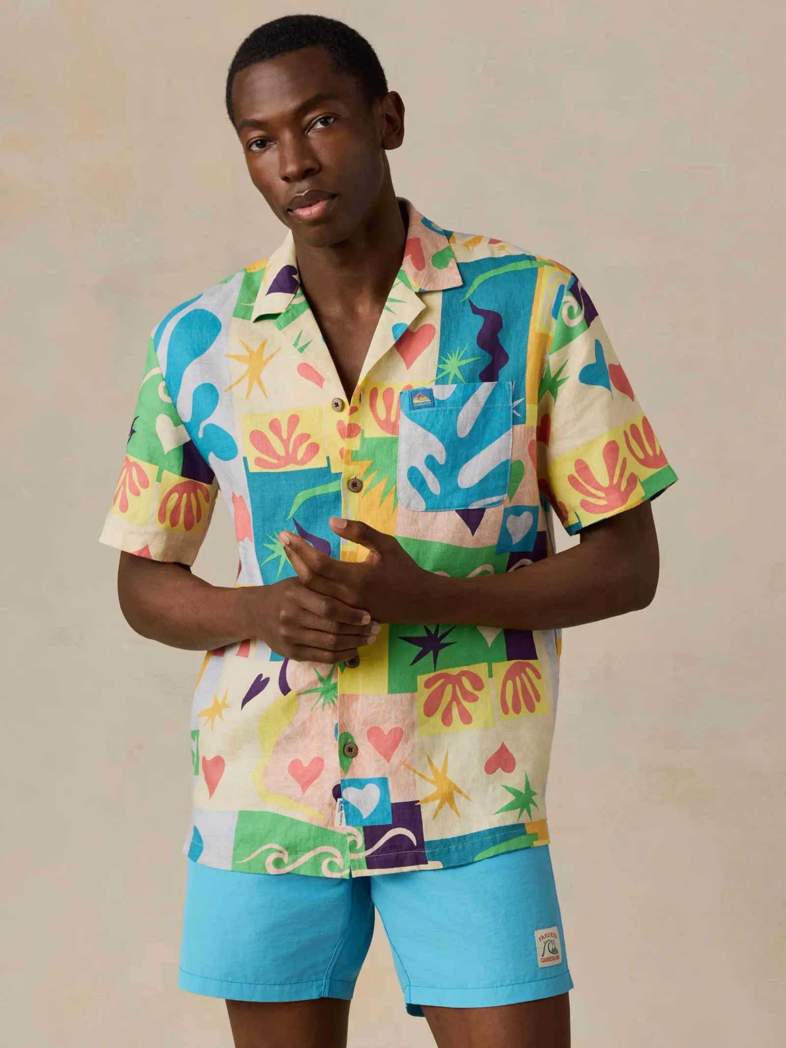 FAHERTY X QUIKSILVER SS CAMP SHIRT – SUNSHINE COAST TILE