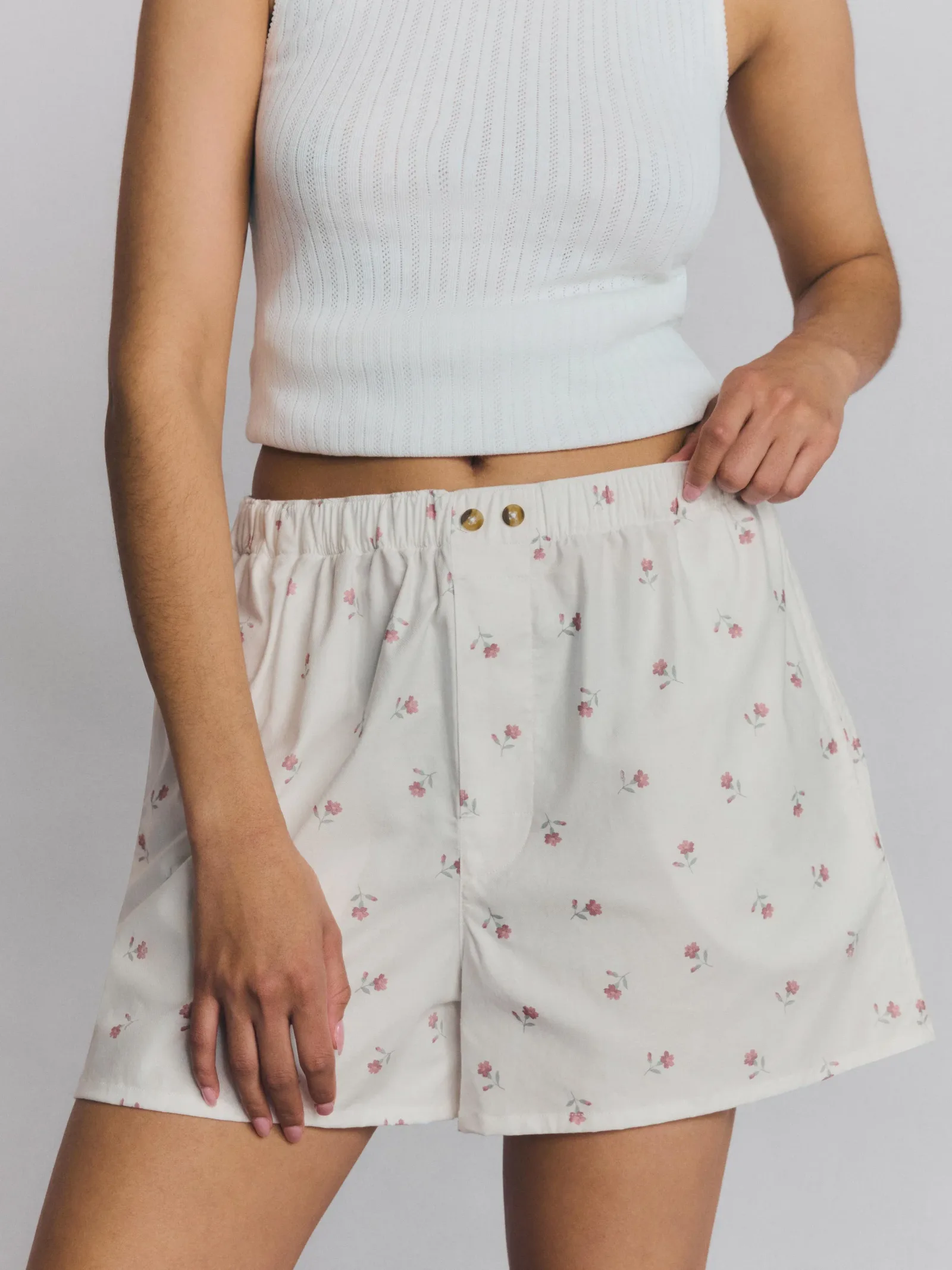Pearl Posy Bud Cotton Boxer Shorts