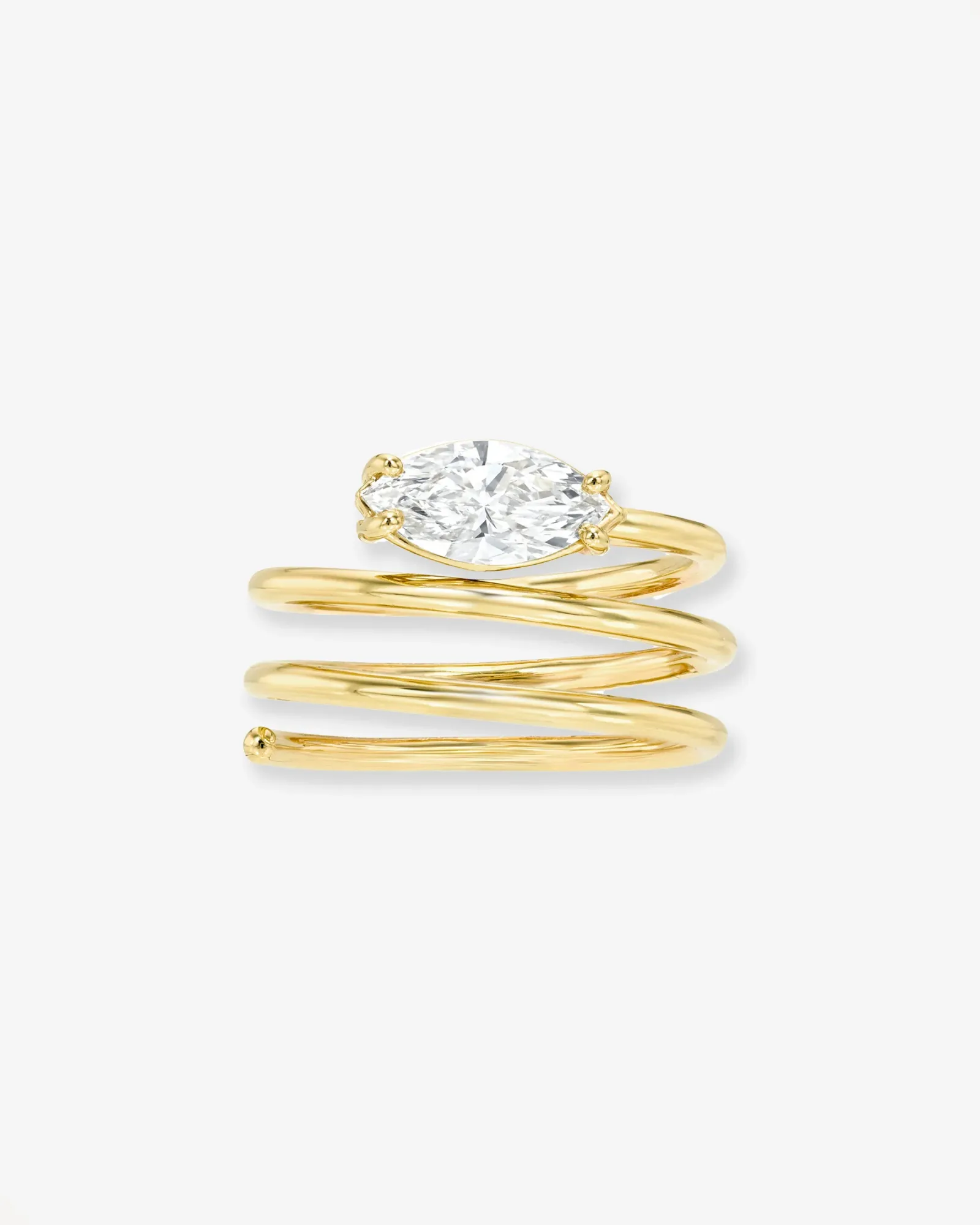 14k 4 Prong Marquise Lab Diamond Spiral Ring
