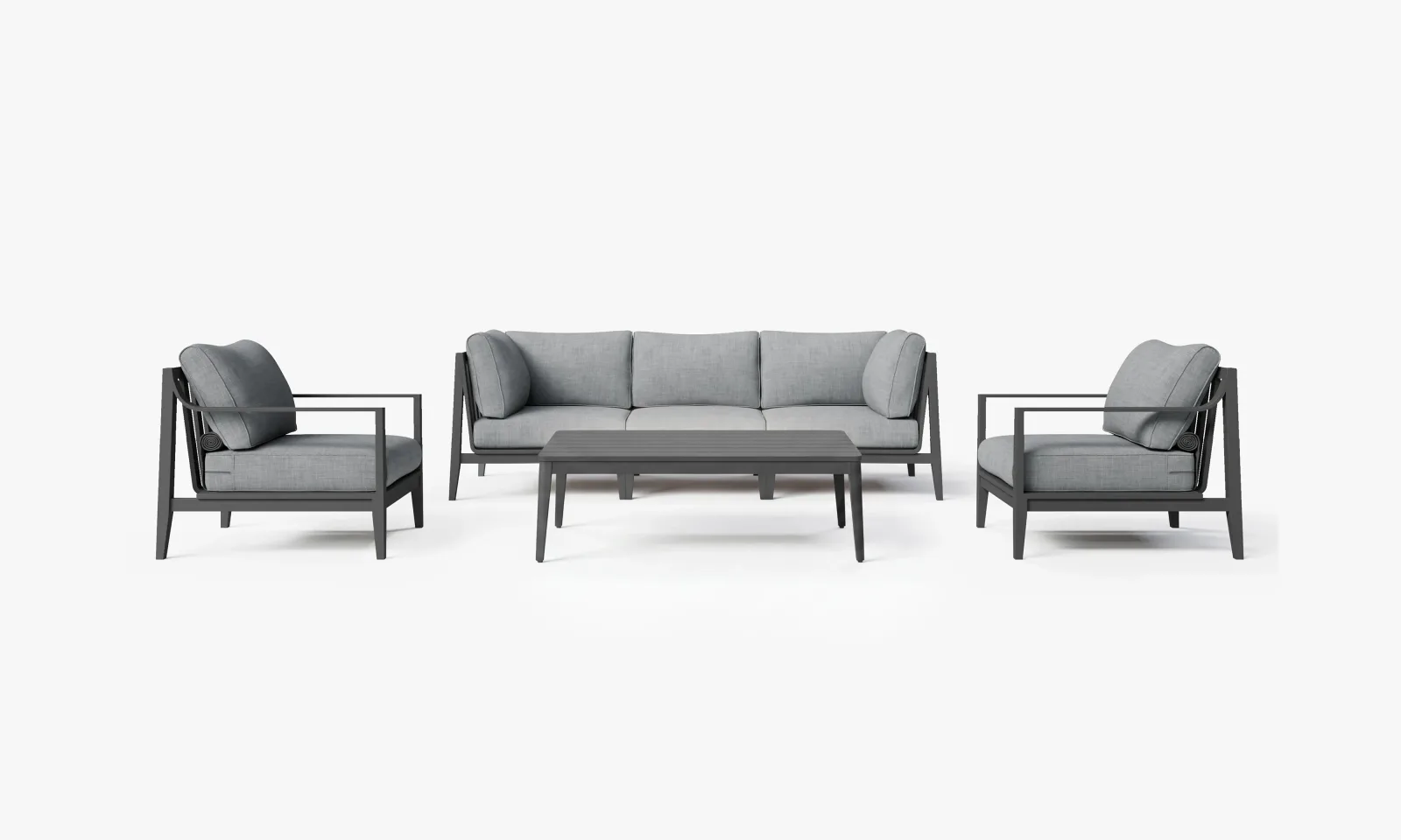 Charcoal Aluminum Sofa + Coffee Table Set
