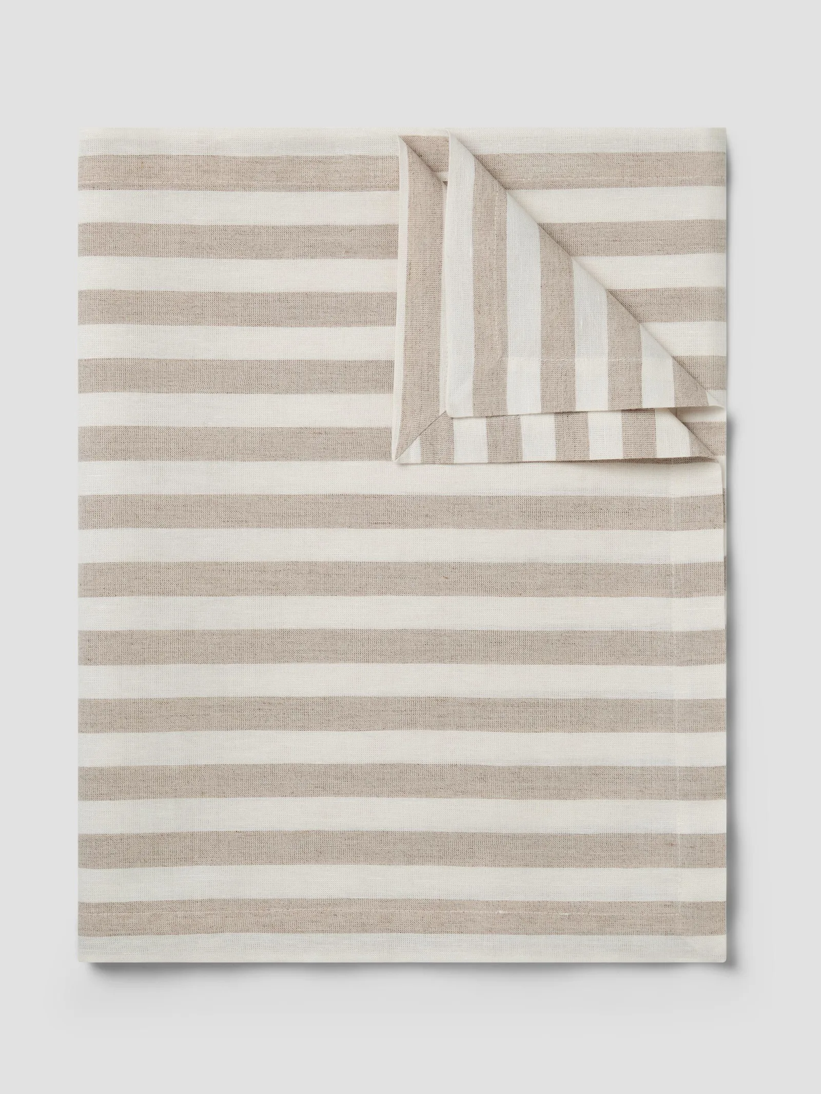 Oatmeal Pembroke Stripe Linen Blend Table Runner