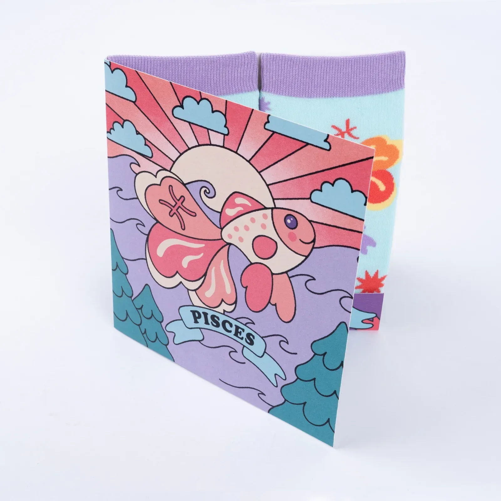 Pisces Greeting Card with Socks