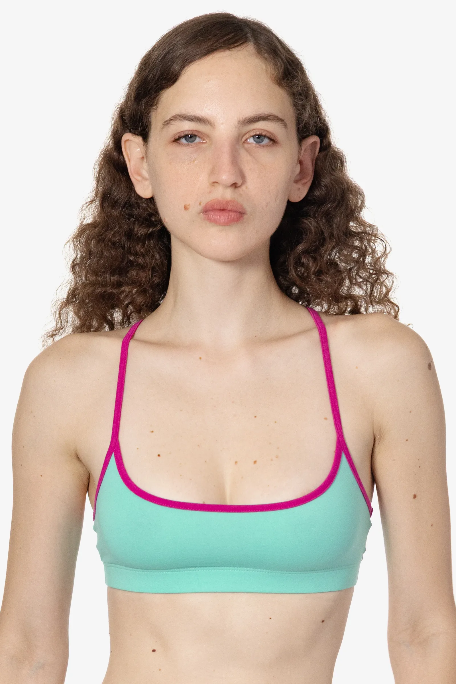 83586 – Cotton Spandex Contrast Racerback Sports Bra