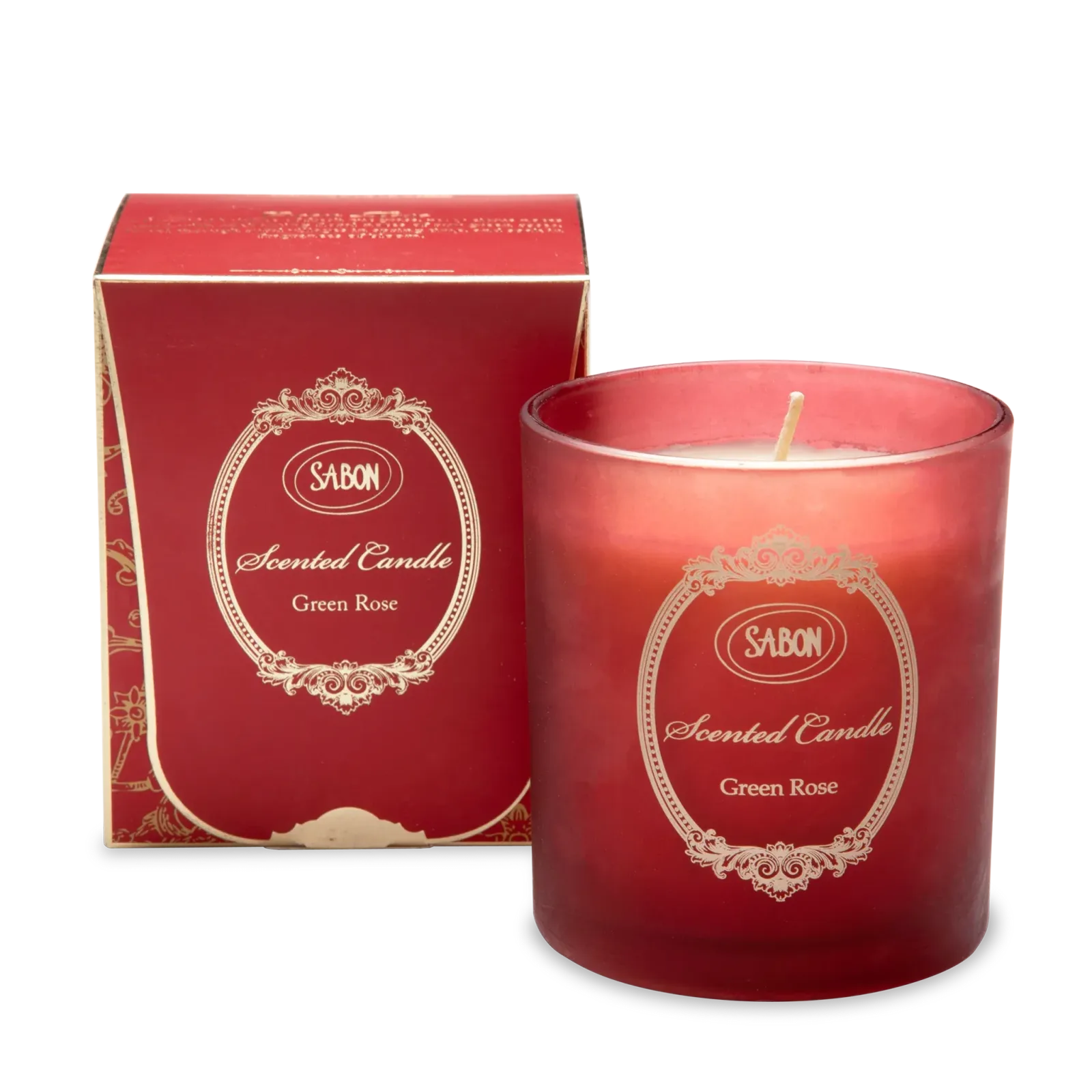 Glass Candle Green Rose