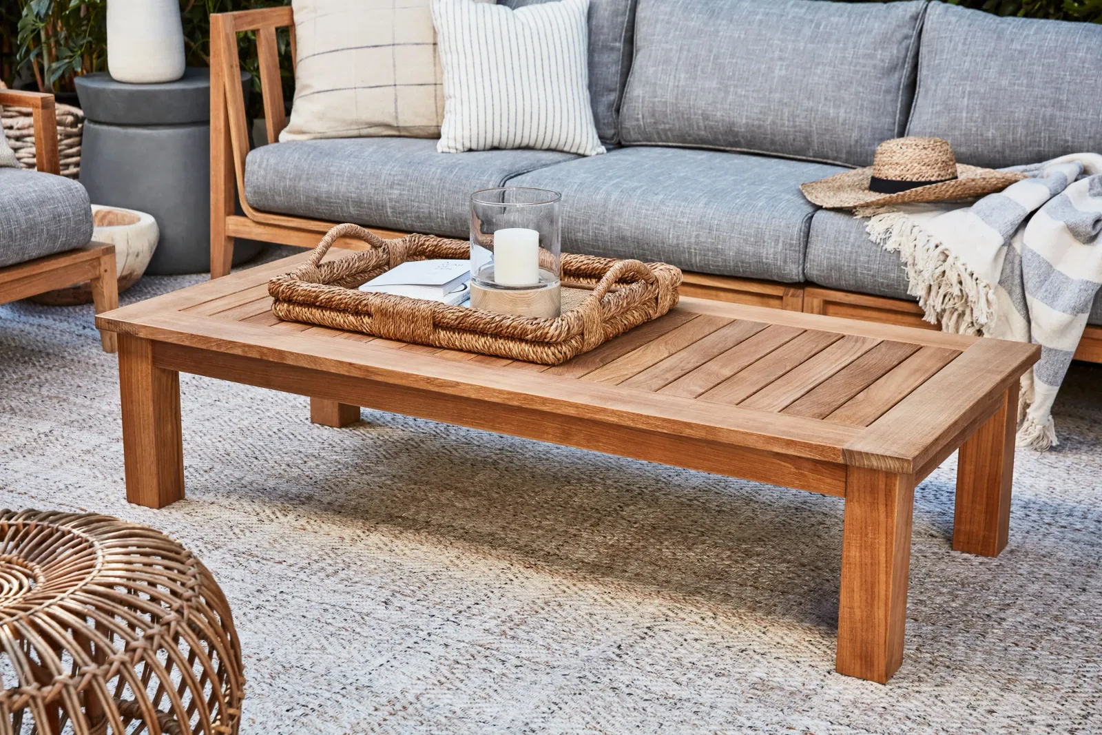 Teak Outdoor Coffee Table – Square Leg – Large
