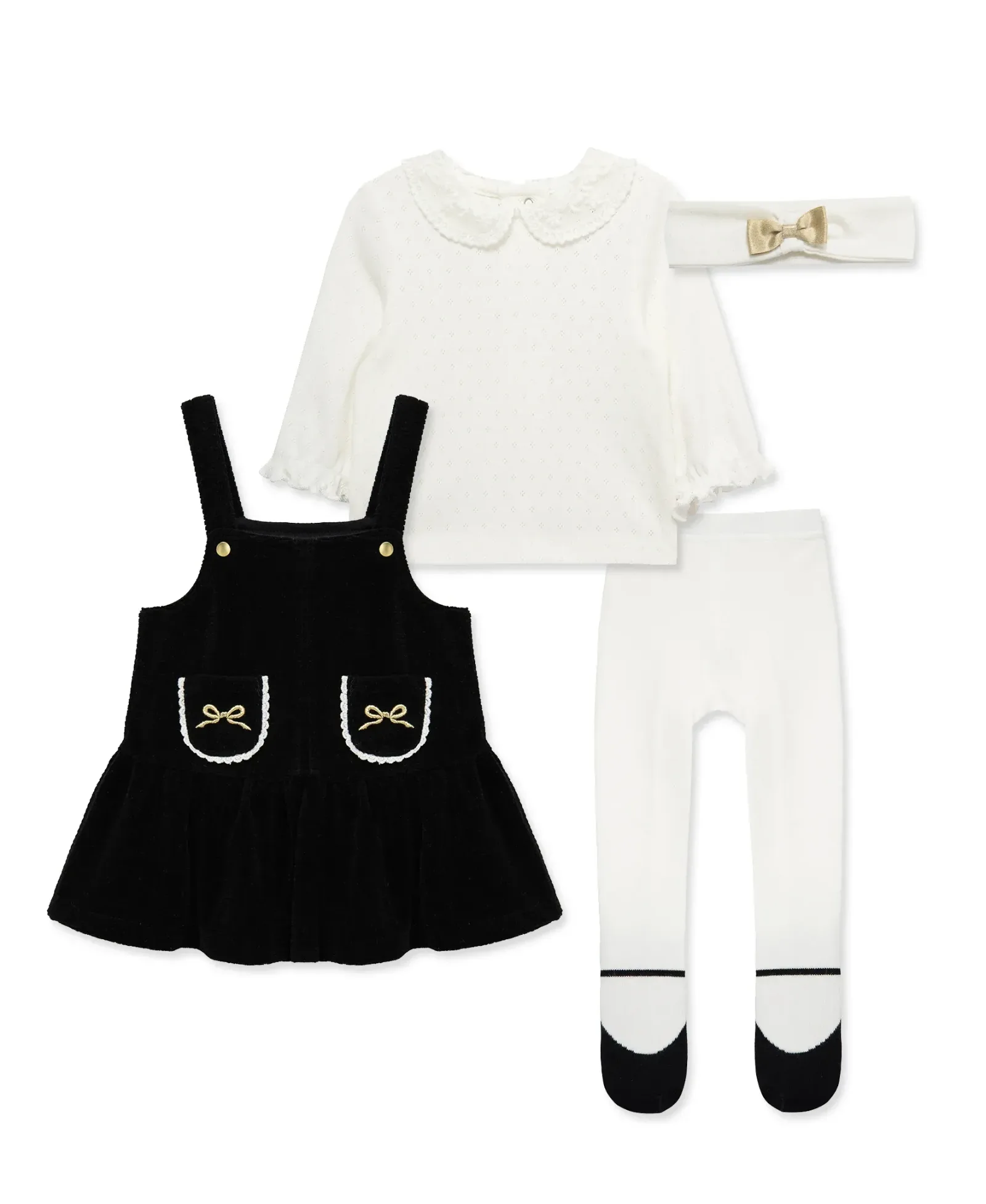 Golden Treasures Velour Bows Jumper Set (3M-9M)