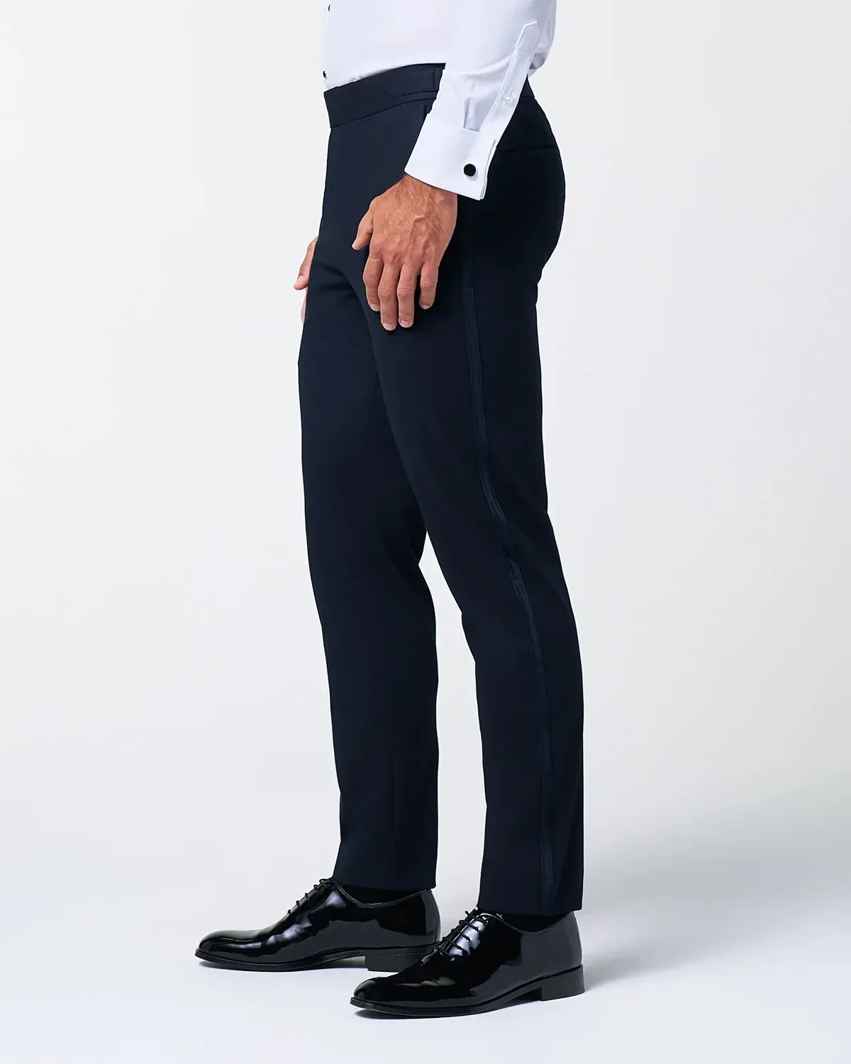 Athletic Fit Stretch Tuxedo Pants – Navy With Navy Stripe