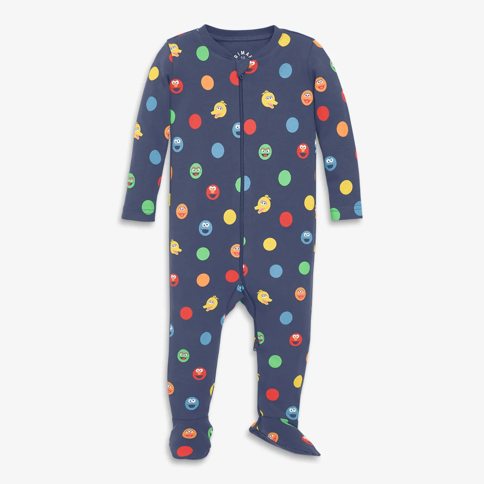 Baby organic zip footie in Sesame Street friends