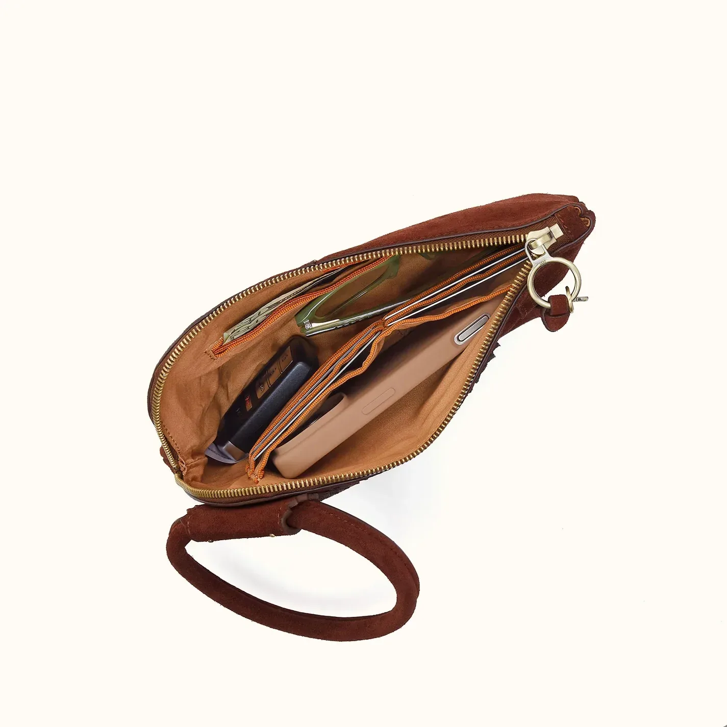 Sable Wristlet In Suede Leather – Chocolate