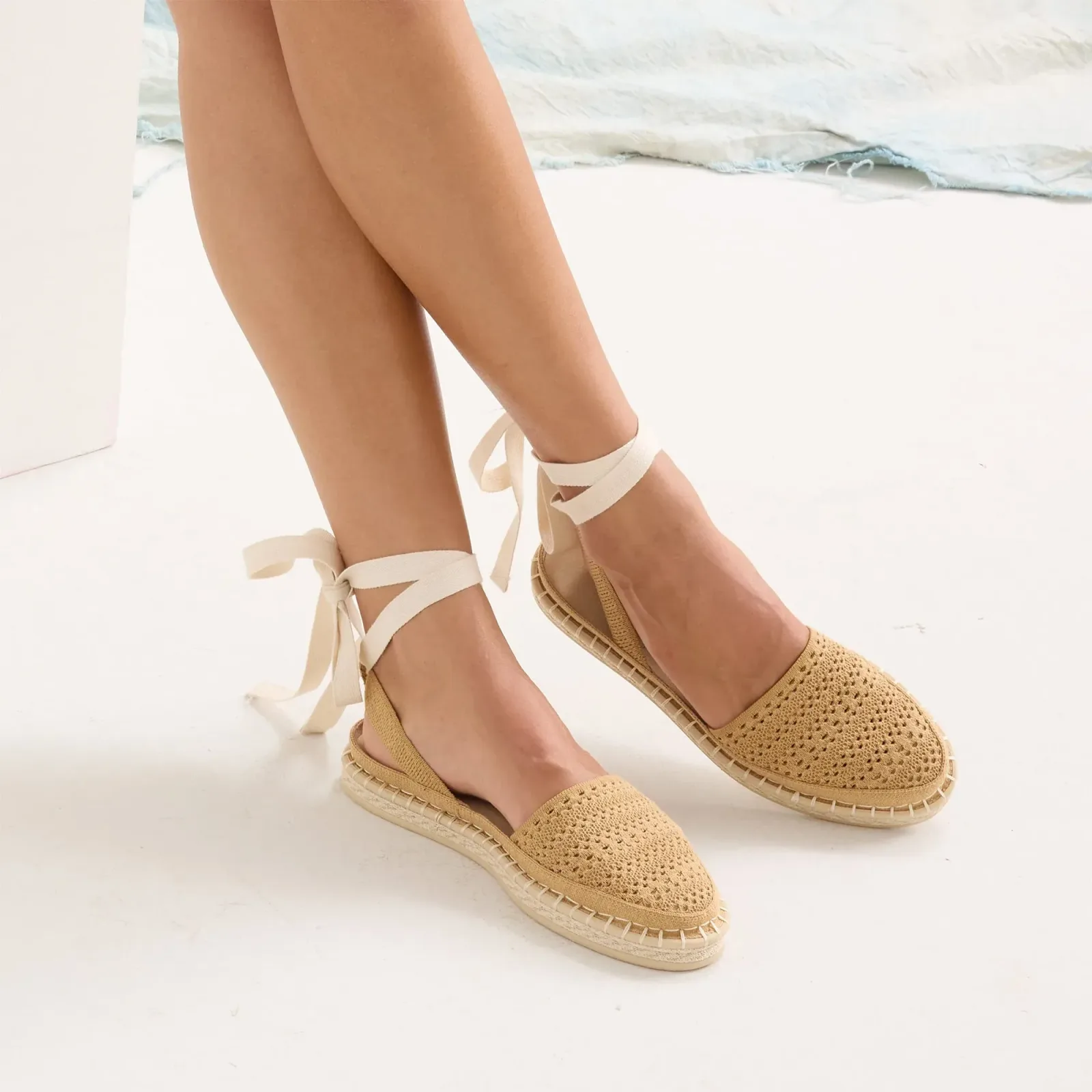 The D'Orsay Espadrille – Camel Crochet